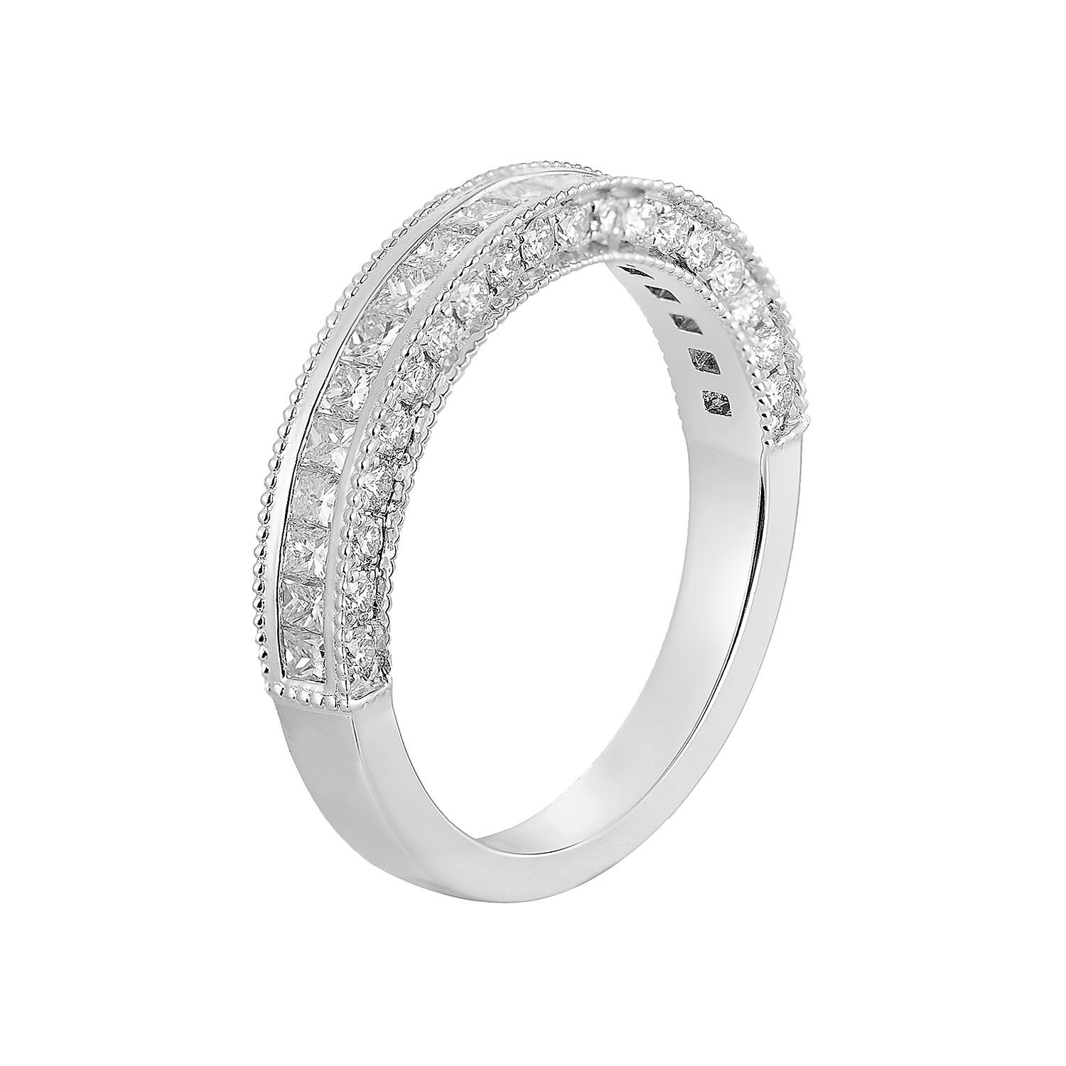 14K White Gold Princess Lab Grown Diamond Wedding Band MZ9816
