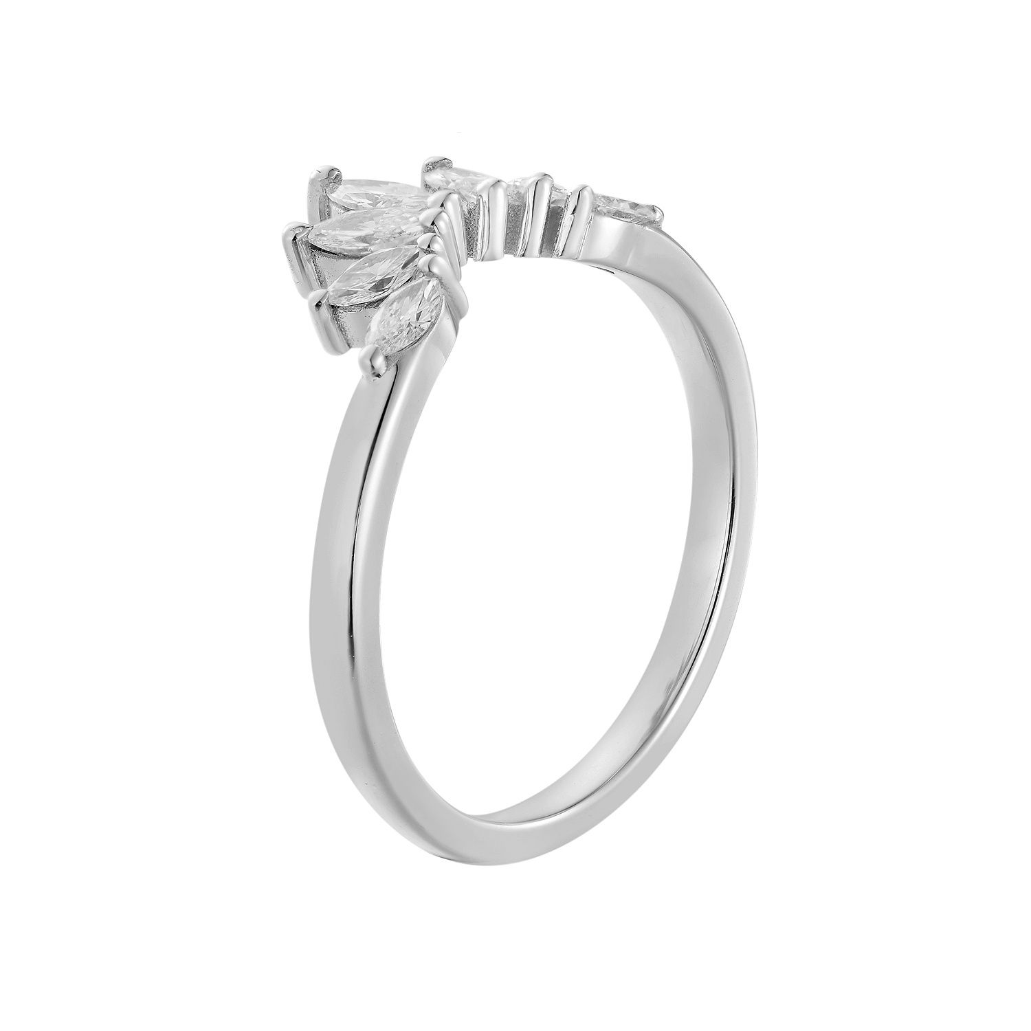 14K White Gold Lab Grown Diamond Curved Wedding Band MZ5390