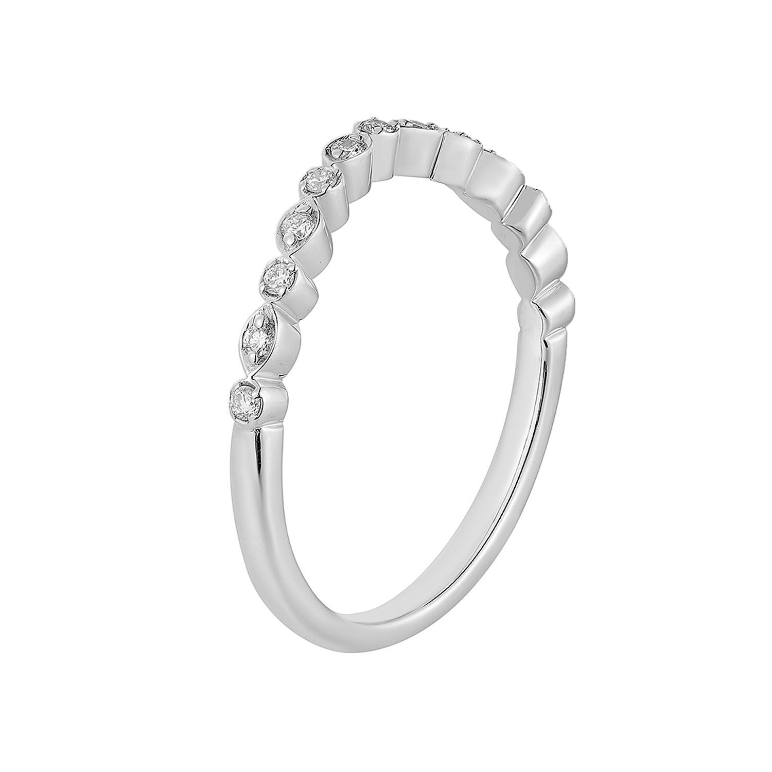 14K White Gold Lab Grown Diamond Curved Wedding Band MZ11684