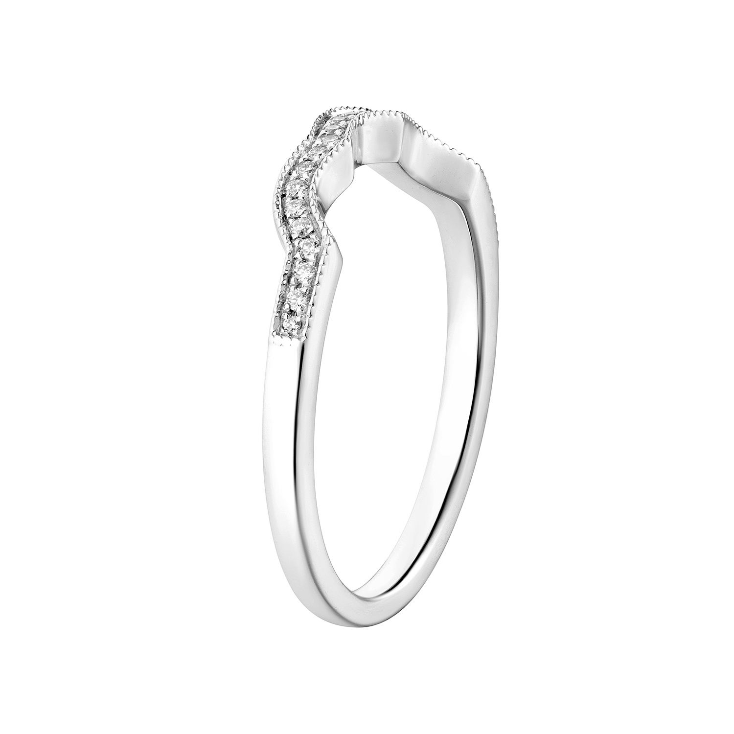14K White/Yellow Gold Natural Diamond Curved Wedding Band MZ5732, Colour: 14KW-2.11g-0.081ct-ND