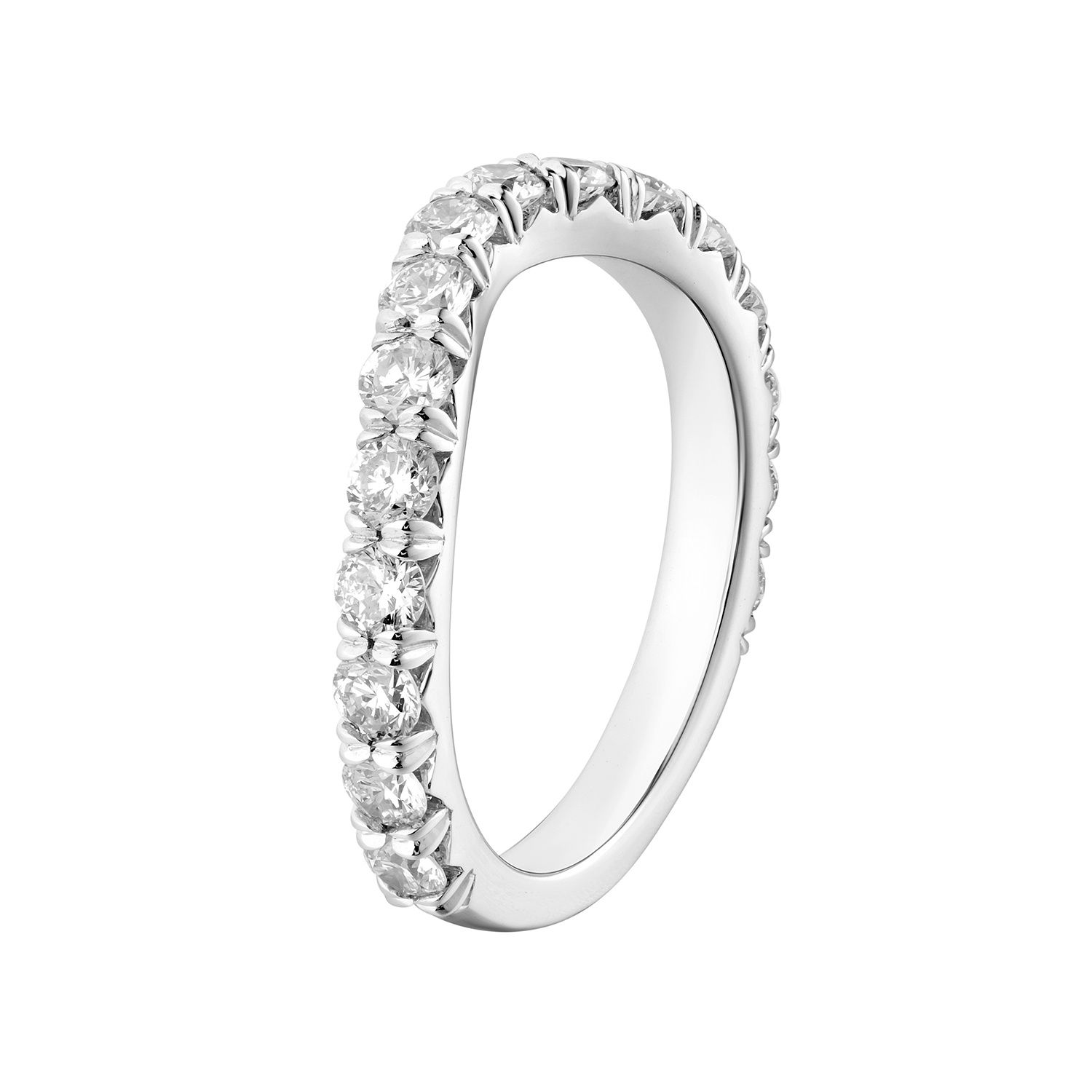 14K White Gold Lab Grown Diamond Curved Wedding Band MZ5125