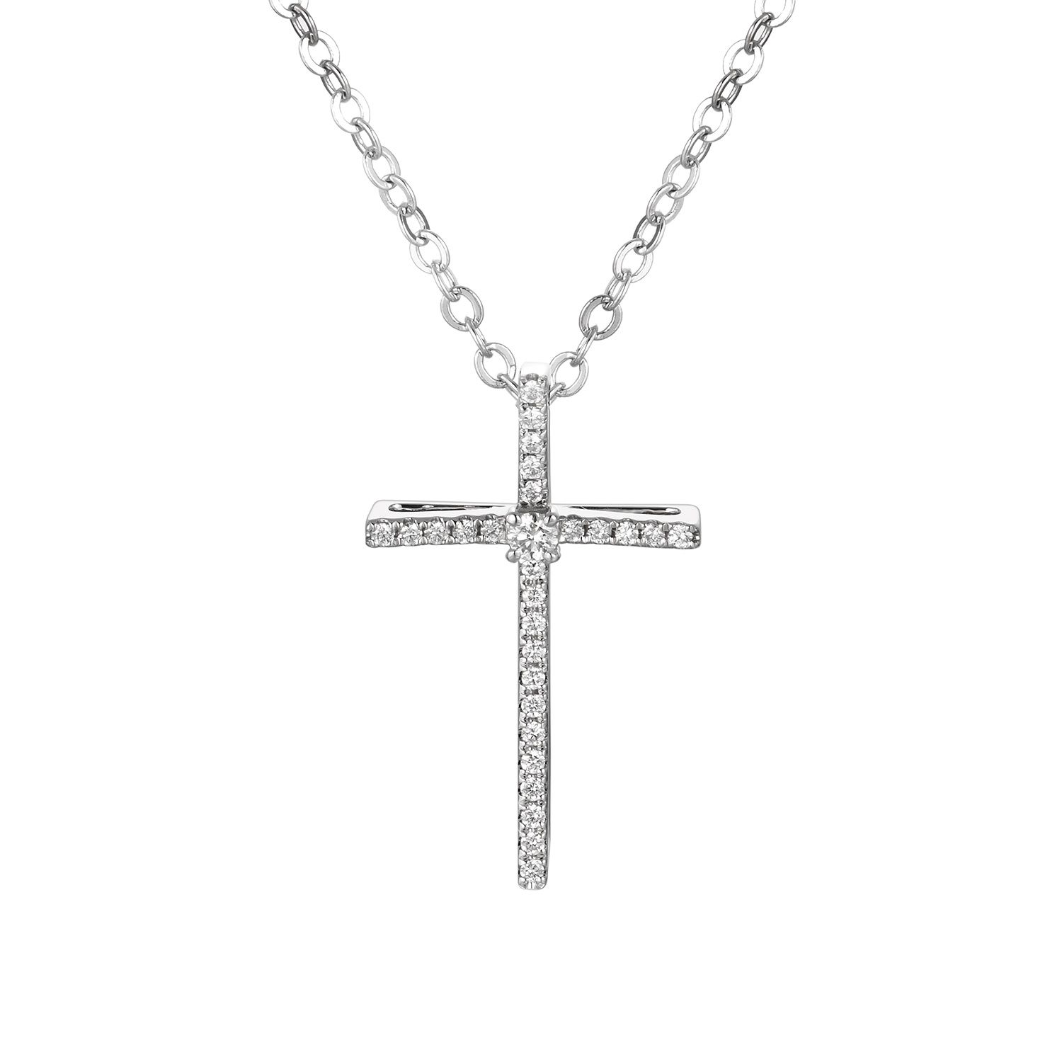 14K White/Yellow Gold Cross Natural Diamond  Pendant  MZ2362 Natural Diamond, Colour: 14KWhite
