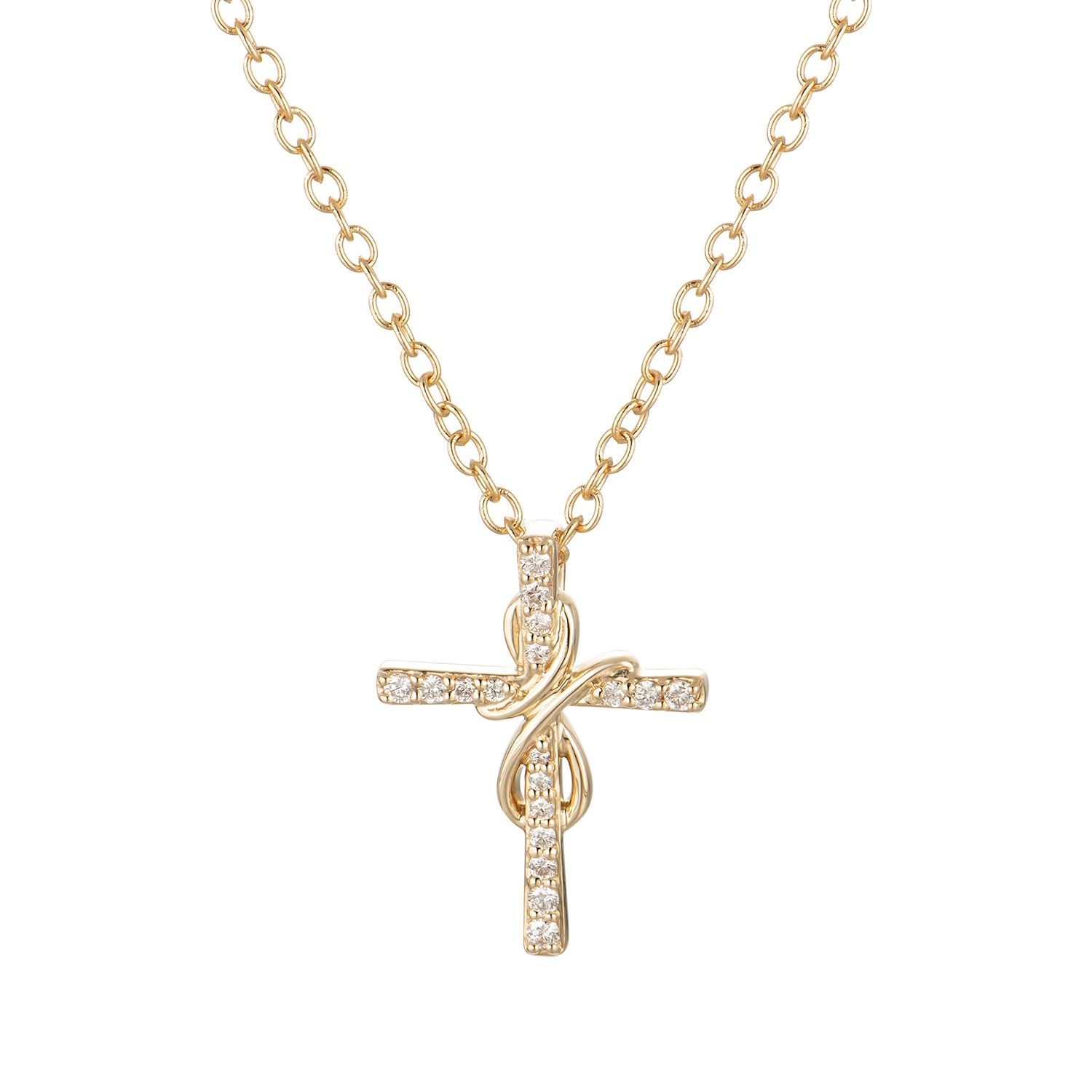 14K White/Yellow Gold Cross Natural Diamond  Pendant MZ9185 Natural Diamond, Colour: 14KYellow-1.87g-0.187ct-ND