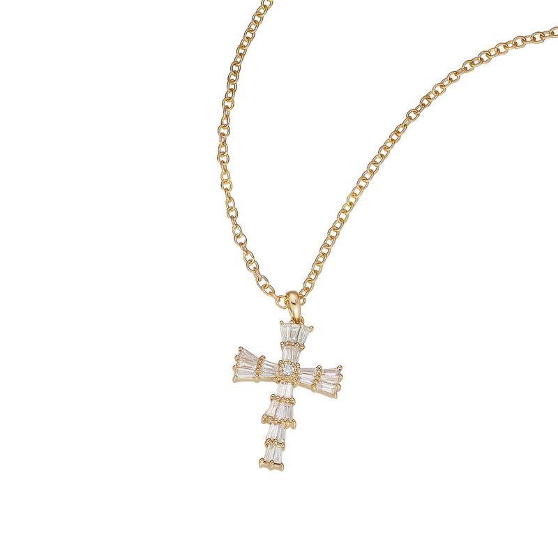 14K Yellow Gold Cross Natural Diamond  Pendant  MZ9883