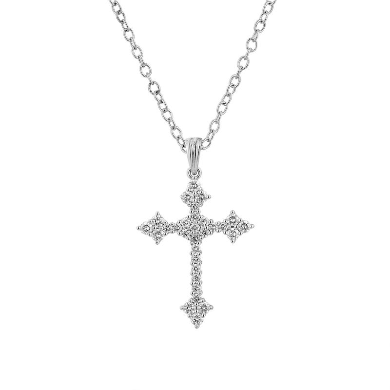 14K White Gold Cross Natural Diamond  Pendant  MZ72424 Natural Diamond