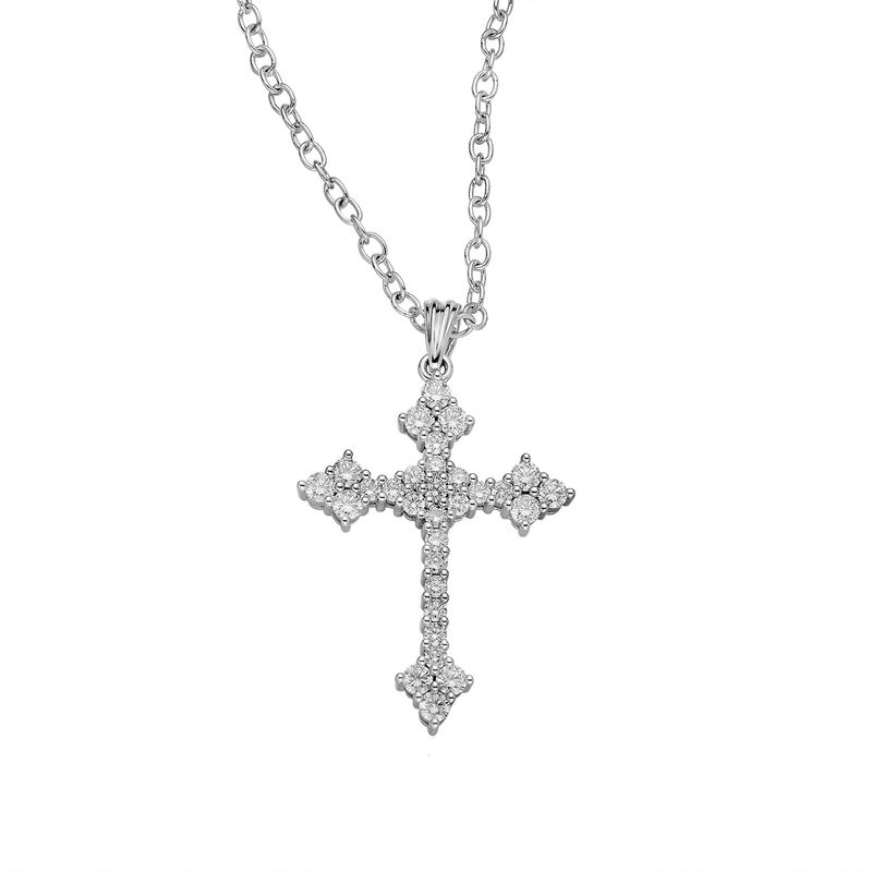 14K White Gold Cross Natural Diamond  Pendant  MZ72424 Natural Diamond