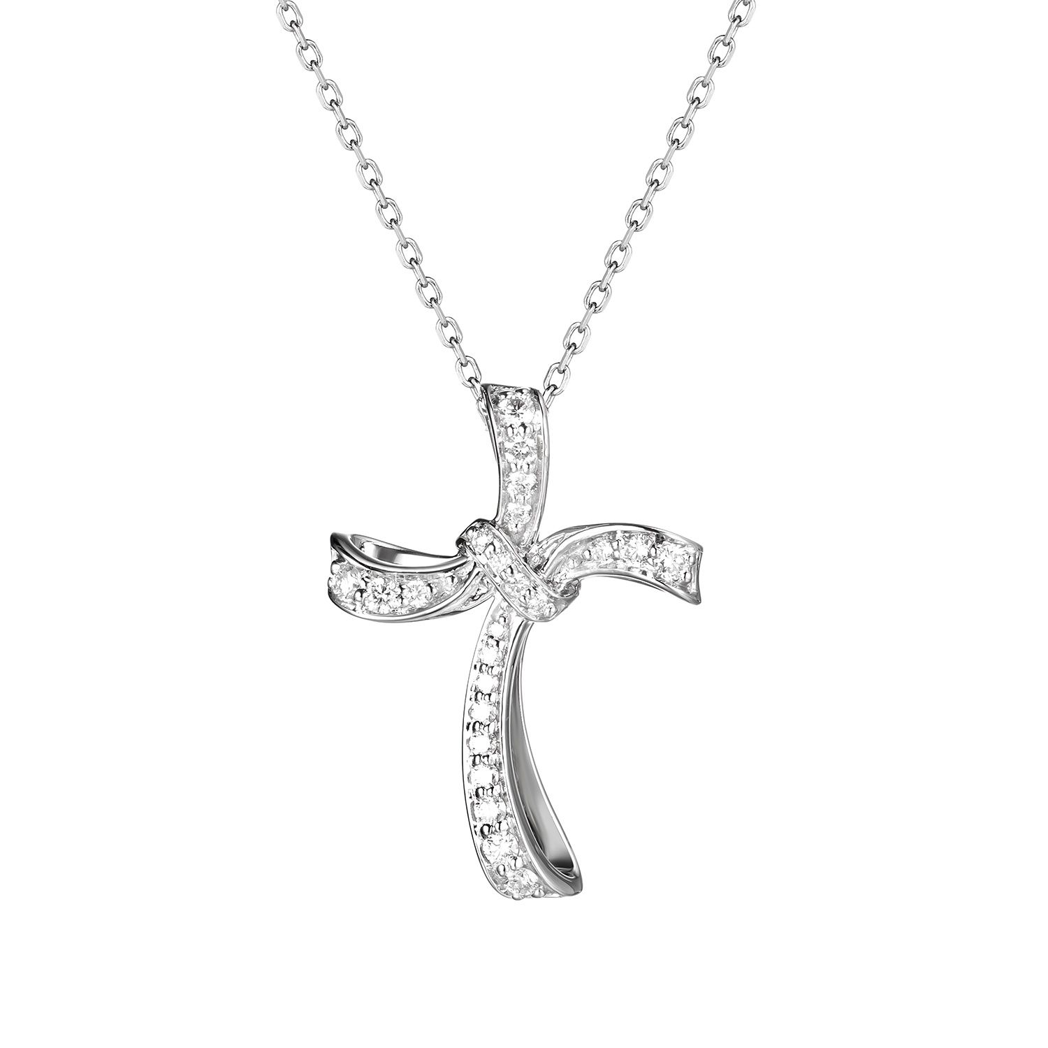 14K White Gold Round Natural Diamond  Pendant  MZ7892 Natural Diamond