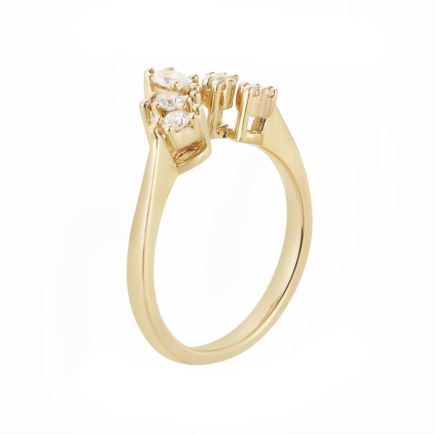 14K White/Yellow Gold Natural Diamond Curved Wedding Band MZ5845, Colour: 14KY-3.35g-0.347ct-ND