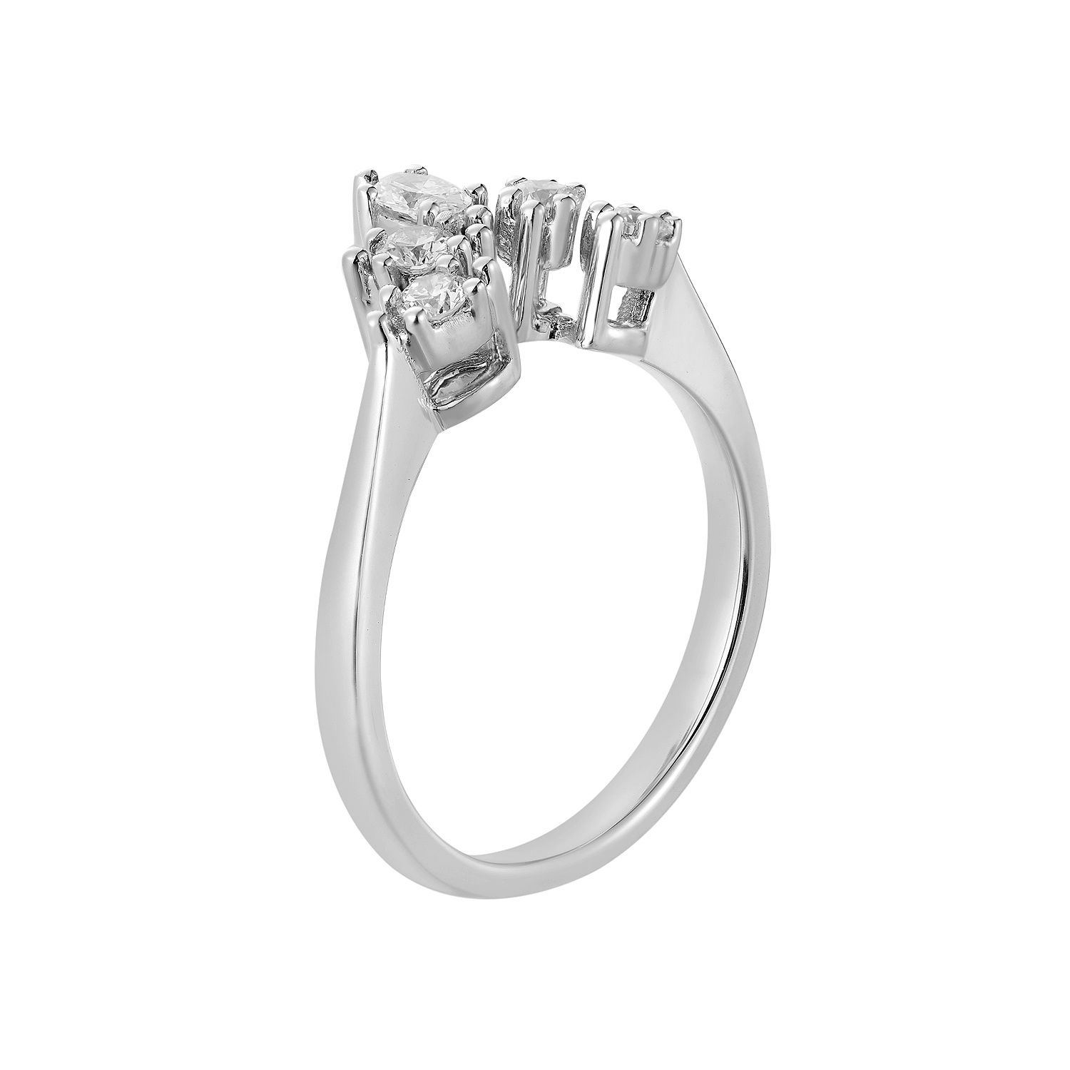 14K White Gold Lab Grown Diamond Curved Wedding Band MZ5845