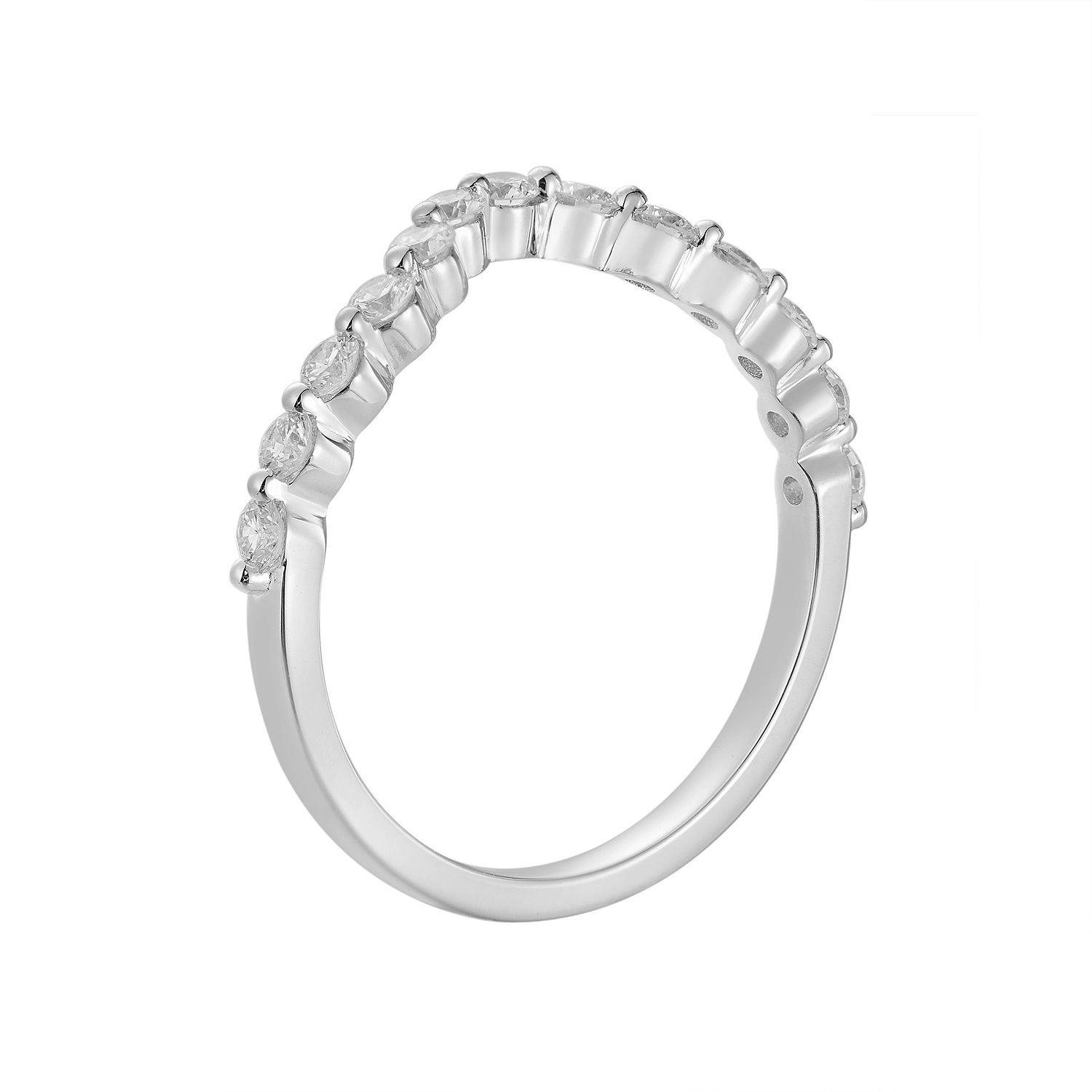 14K White Gold Lab Grown Diamond Curved Wedding Band MZ6065