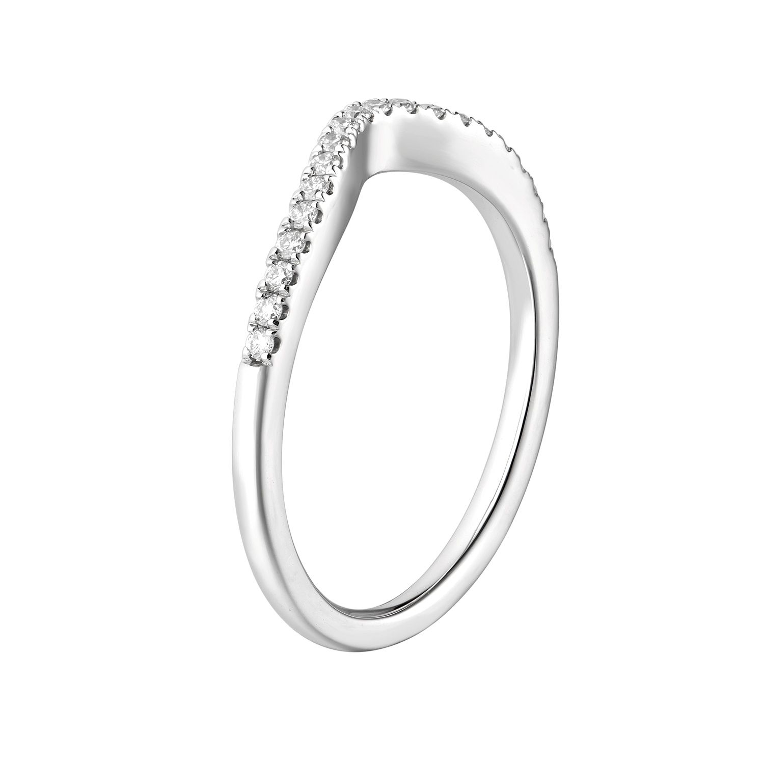 14K White Gold Lab Grown Diamond Curved Wedding Band MZ5874