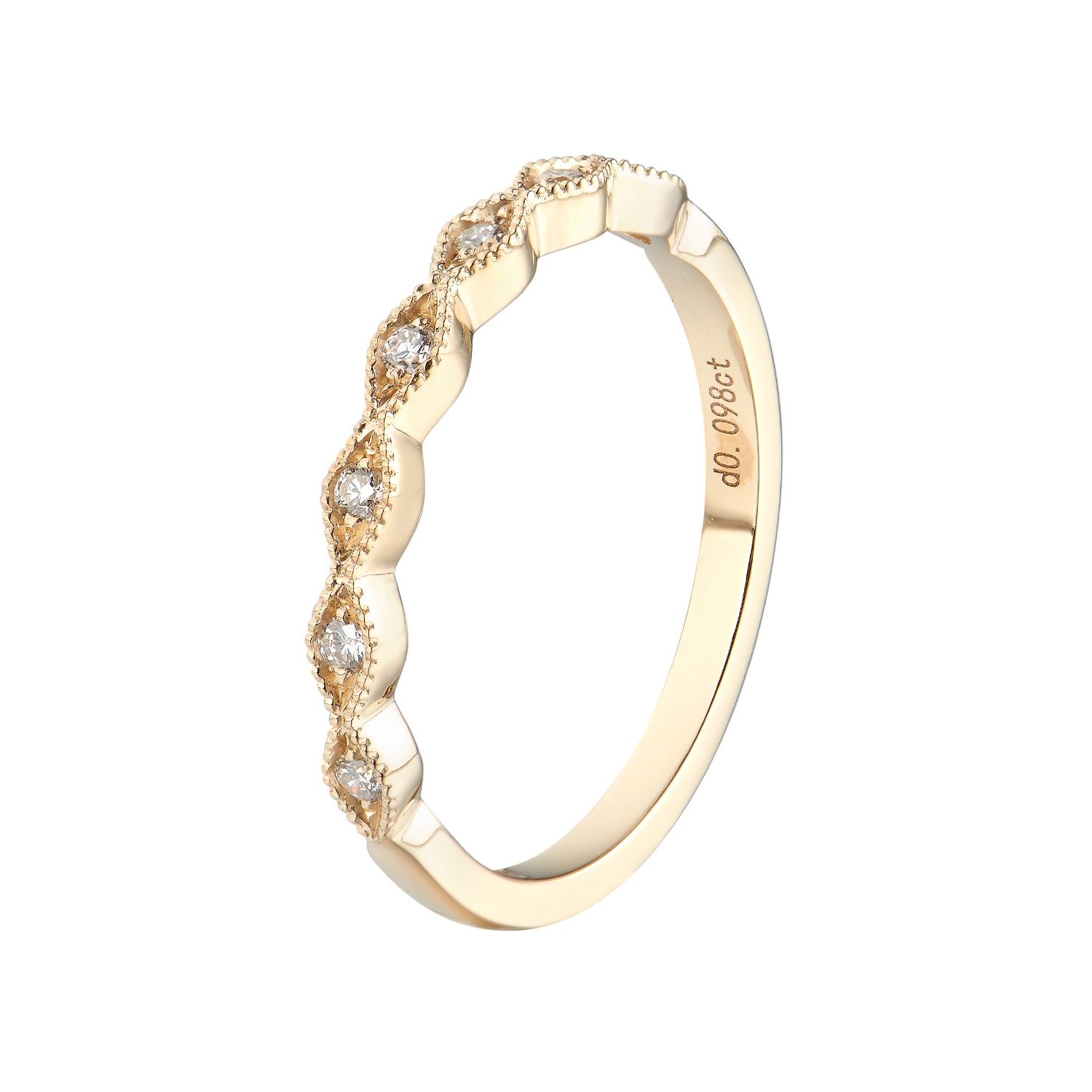 14K White/Yellow Gold Natural Diamond Wedding Band MZ6002, Colour: 14KY-1.65g-0.104ct-ND