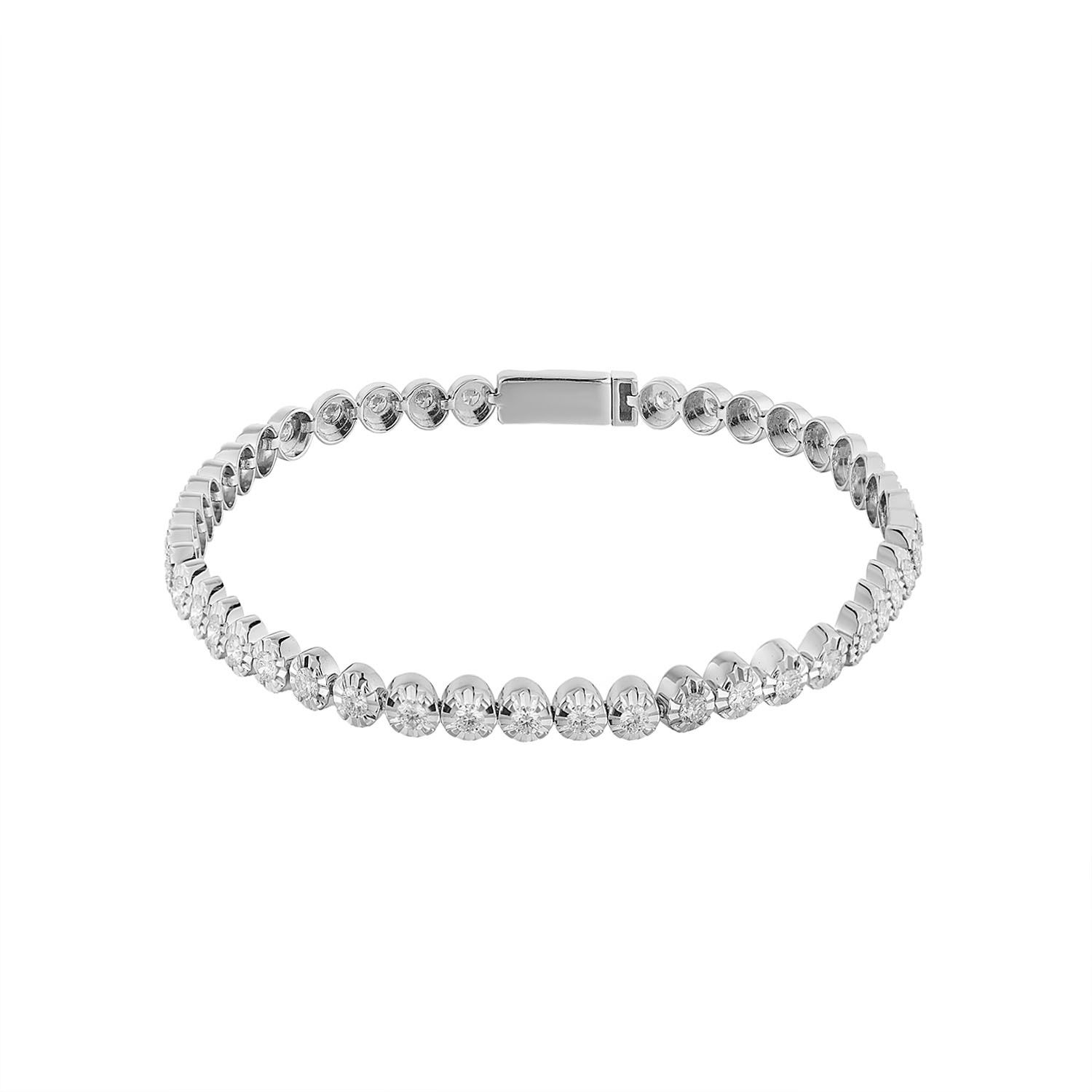 14K White Gold Round Natural Diamond  Bracelet MZ2412 Natural Diamond