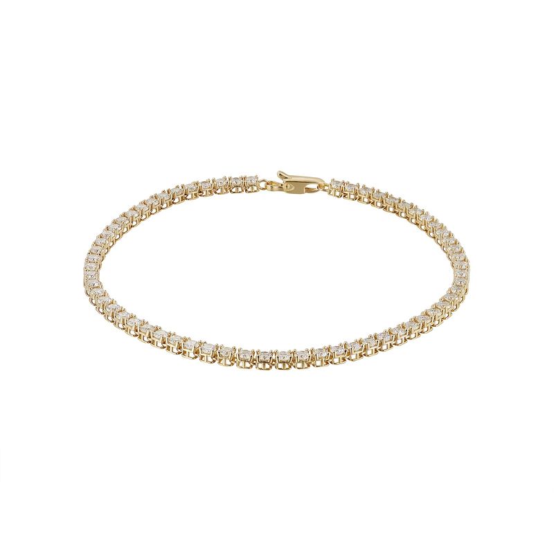 14K White/Yellow Gold Round Natural Diamond  Bracelet MZ2409 Natural Diamond
