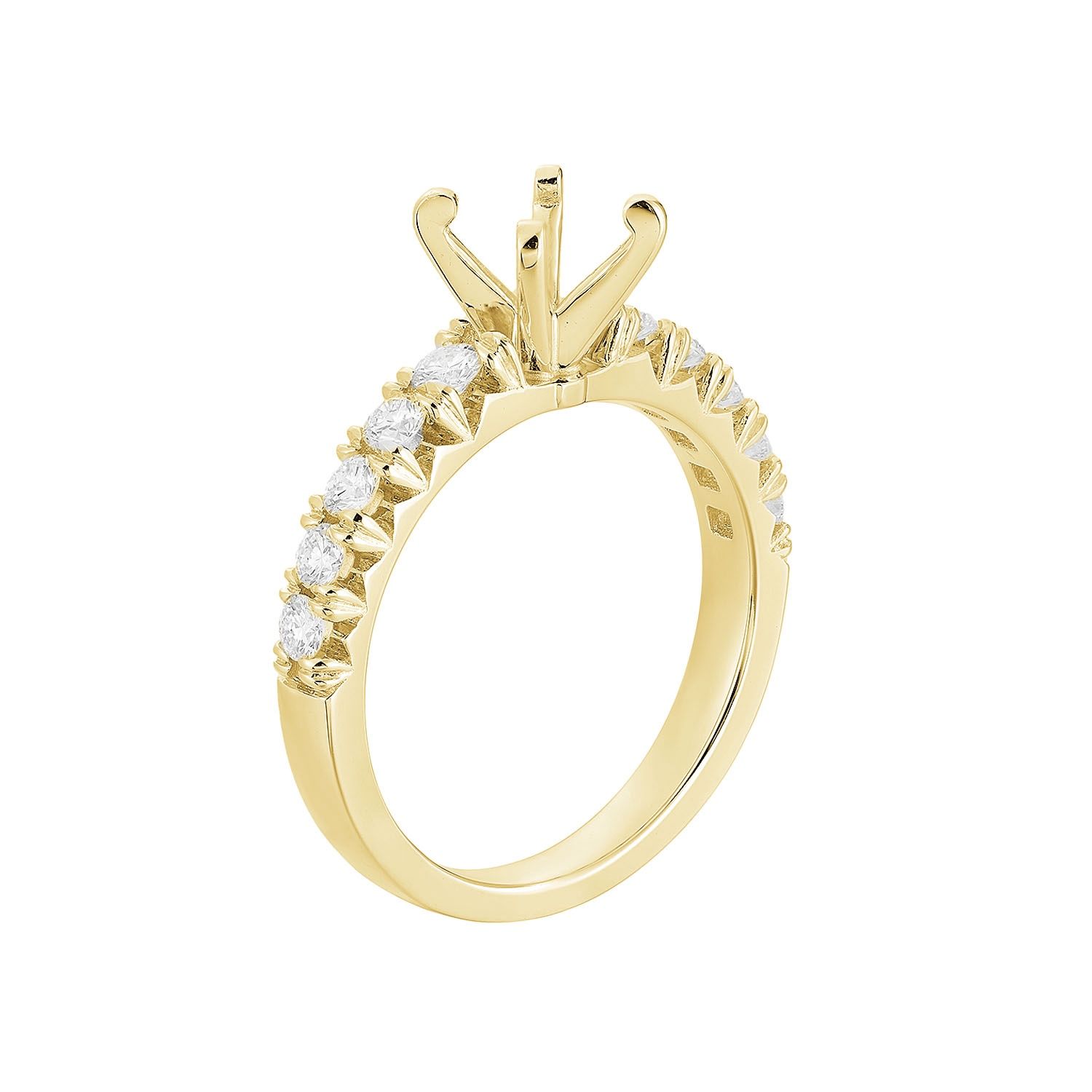 14K White Gold Natural Diamond Engagement Ring MZ5131-1CT-Accent0.5CT, Colour: 14KYellow