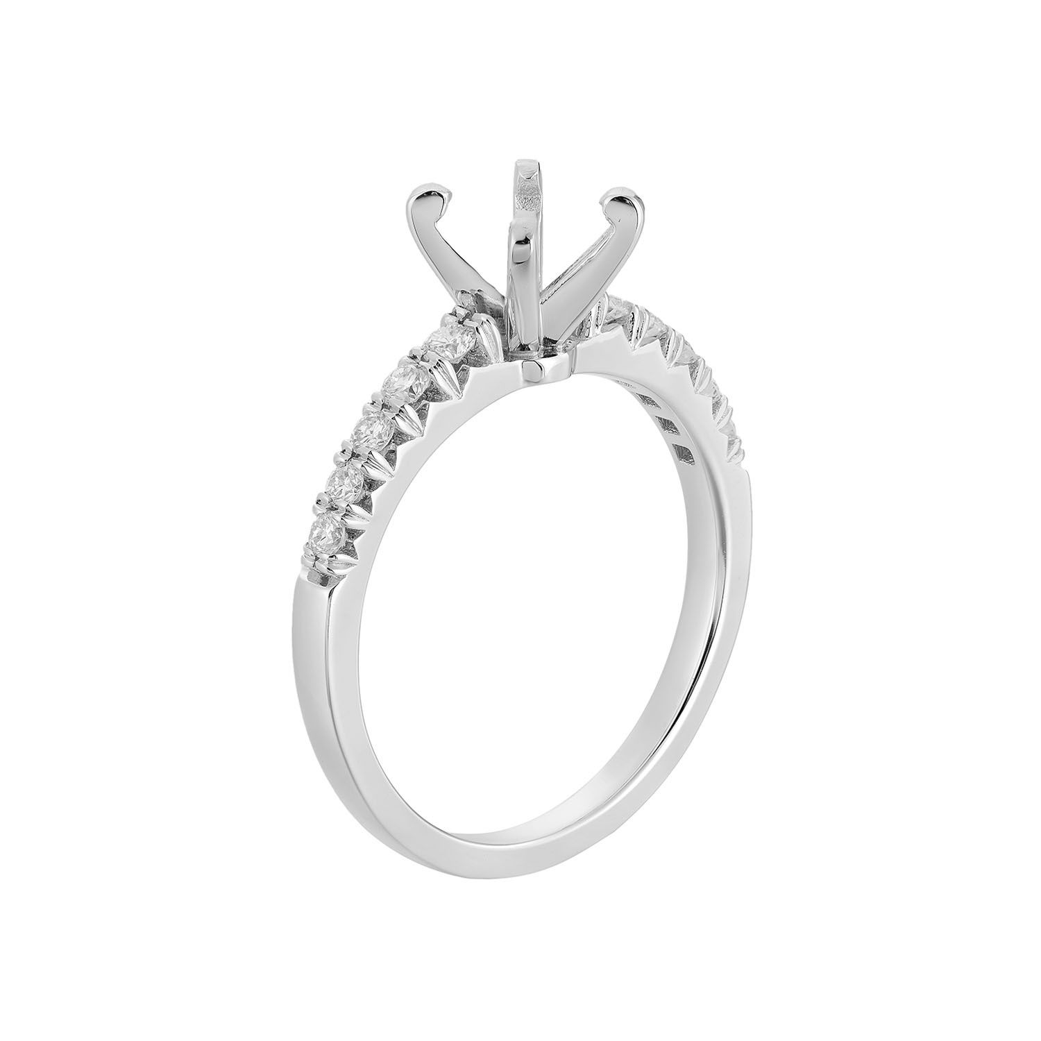 14K White Gold Natural Diamond Engagement Ring MZ5131-1CT-Accent0.25CT, Colour: 14KWhite - 2.74g-0.238ct-ND