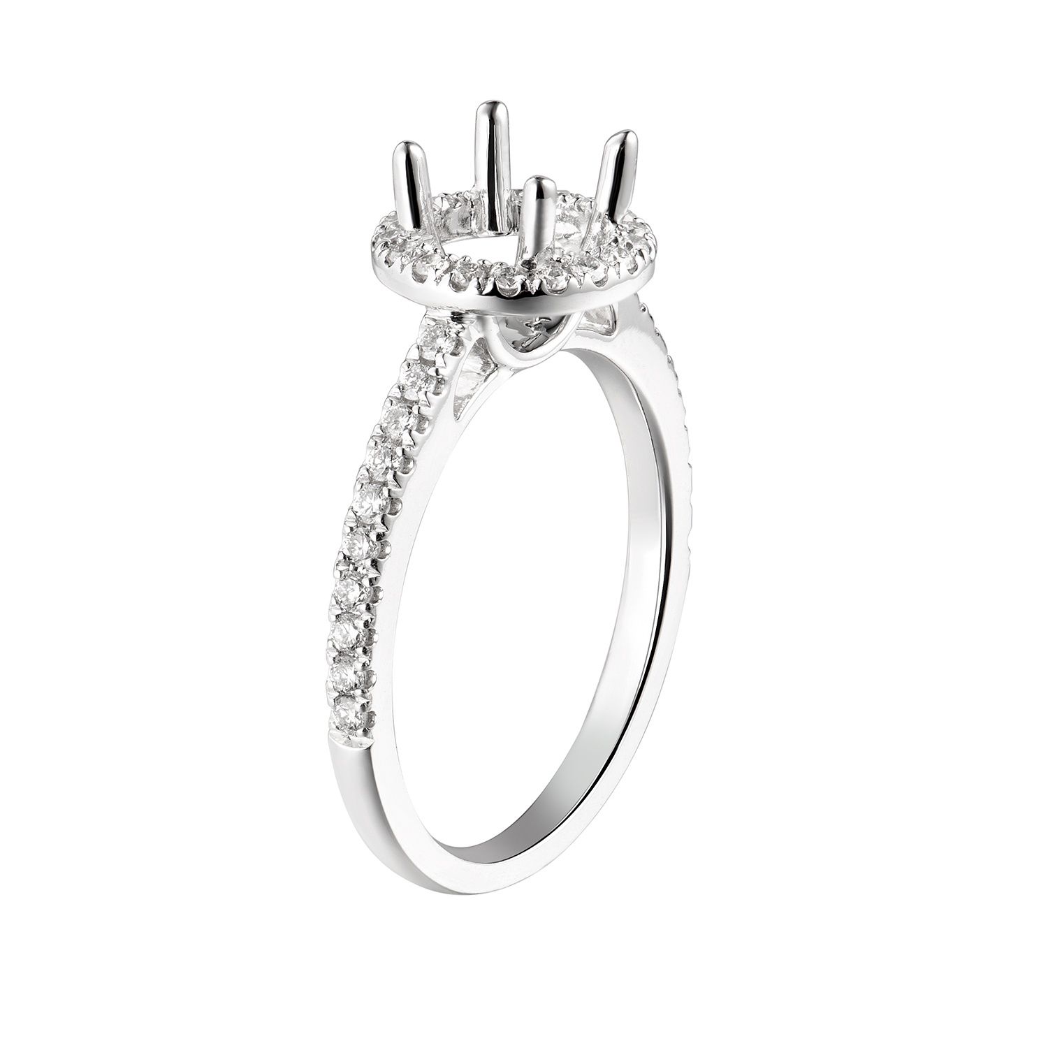 14K White Gold Classic Round Natural Diamond  Halo Engagement Ring MZ5588, Colour: 14KW