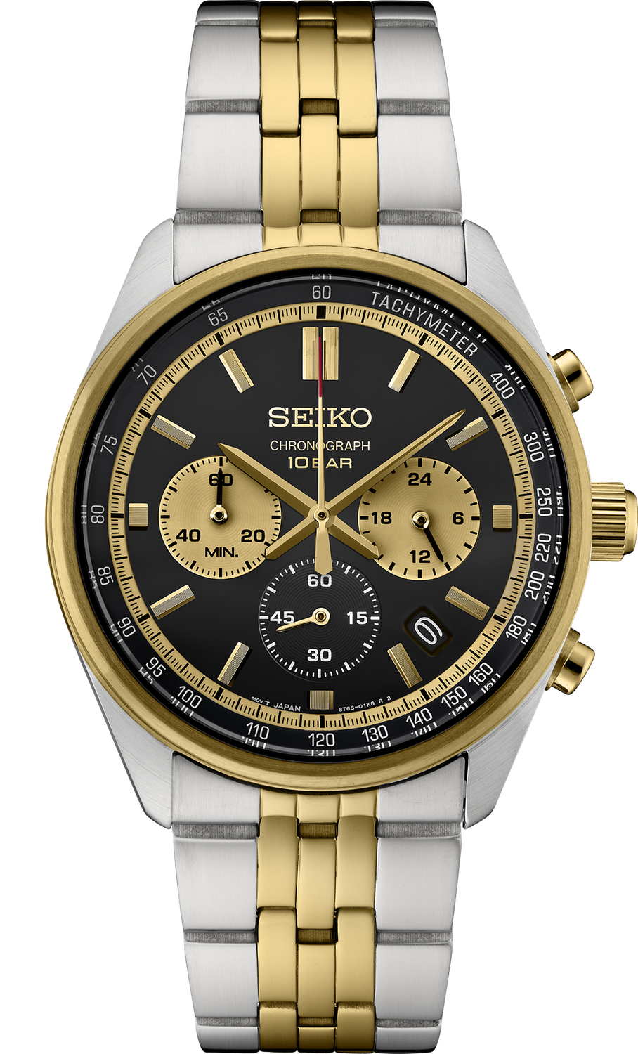 Seiko Men&#39;s Essentials SS TT Chronograph Black Dial Watch - SSB430