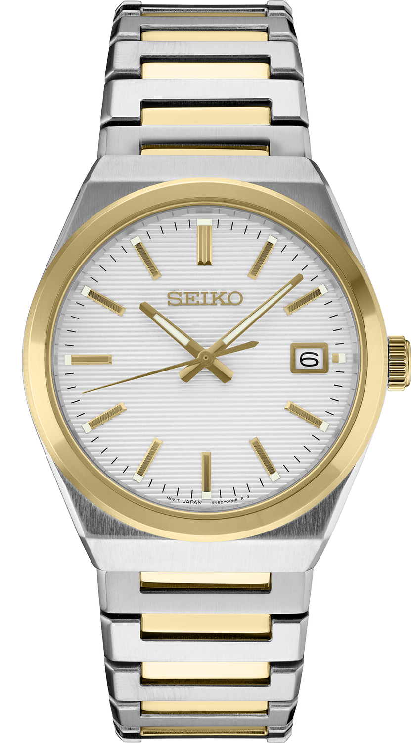Seiko Essentials SS TT Quartz White Dial Watch - SUR558