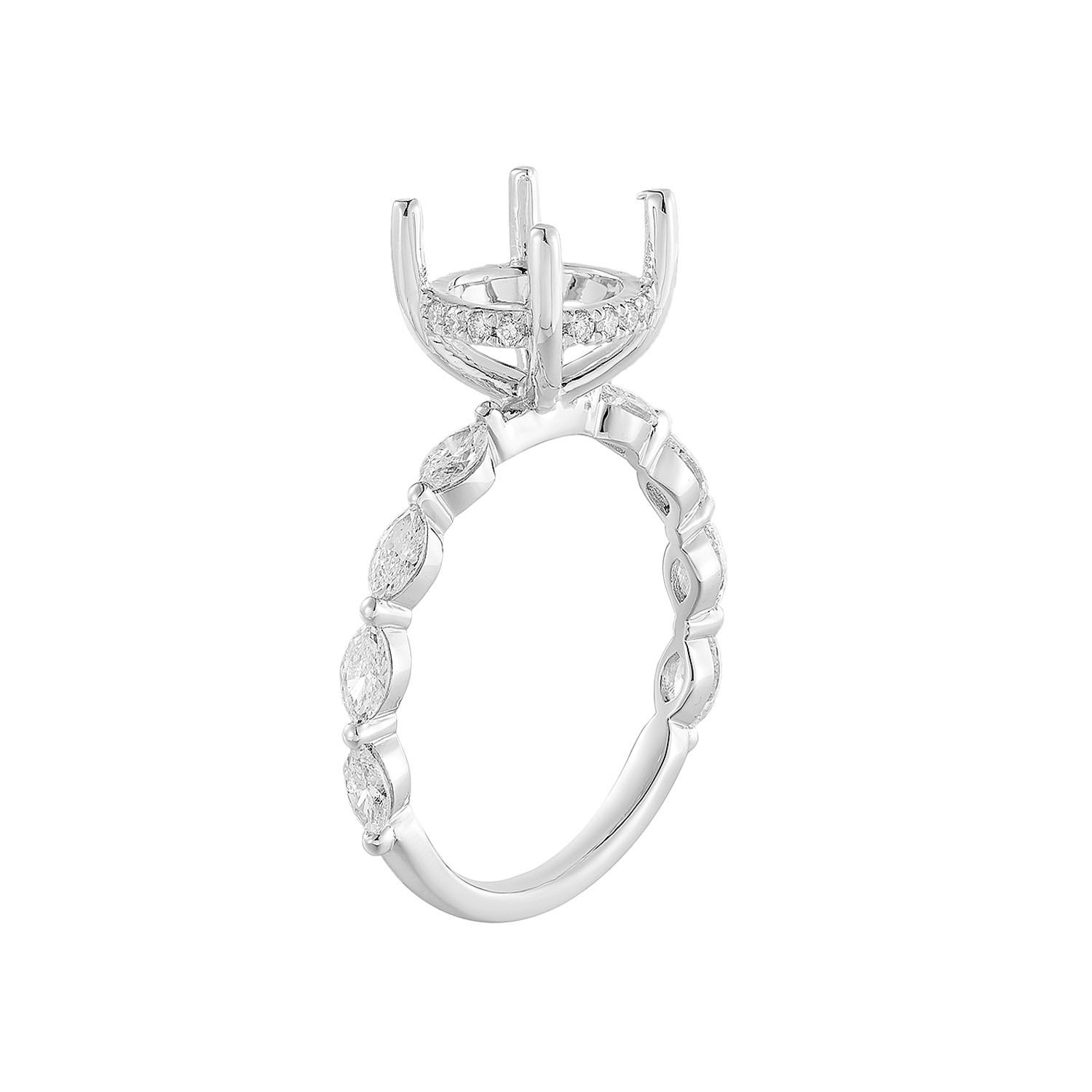 14K White/Yellow Gold Marquise Natural Diamond  Engagement Ring MZ11355-5 Natural Diamond