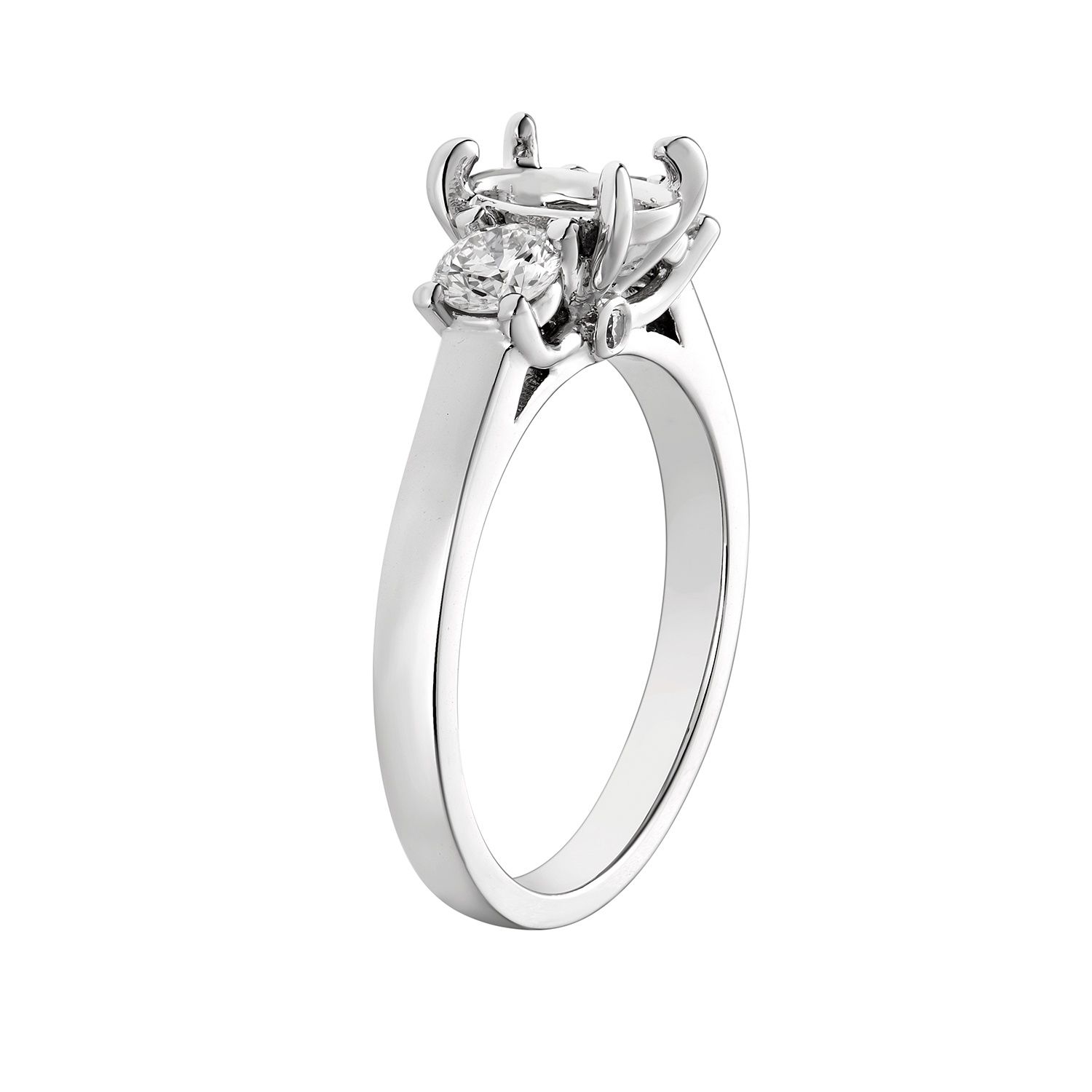 14K White Gold Three Stone Engagement Ring MZ6823 Natural Diamond, Colour: 14KWhite-4.39g-0.506ct-ND