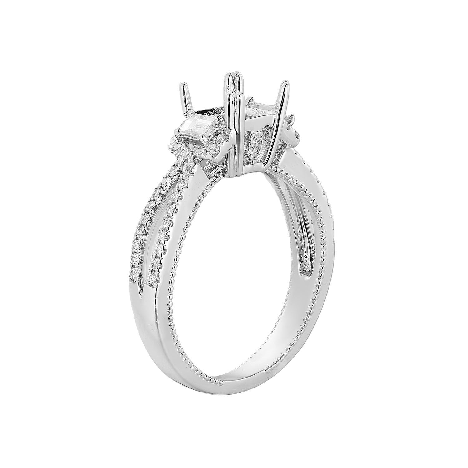 14K White Gold Three Stone Engagement Ring MZ5868 Natural Diamond, Colour: 14KWhite-3.76g-0.398ct-ND