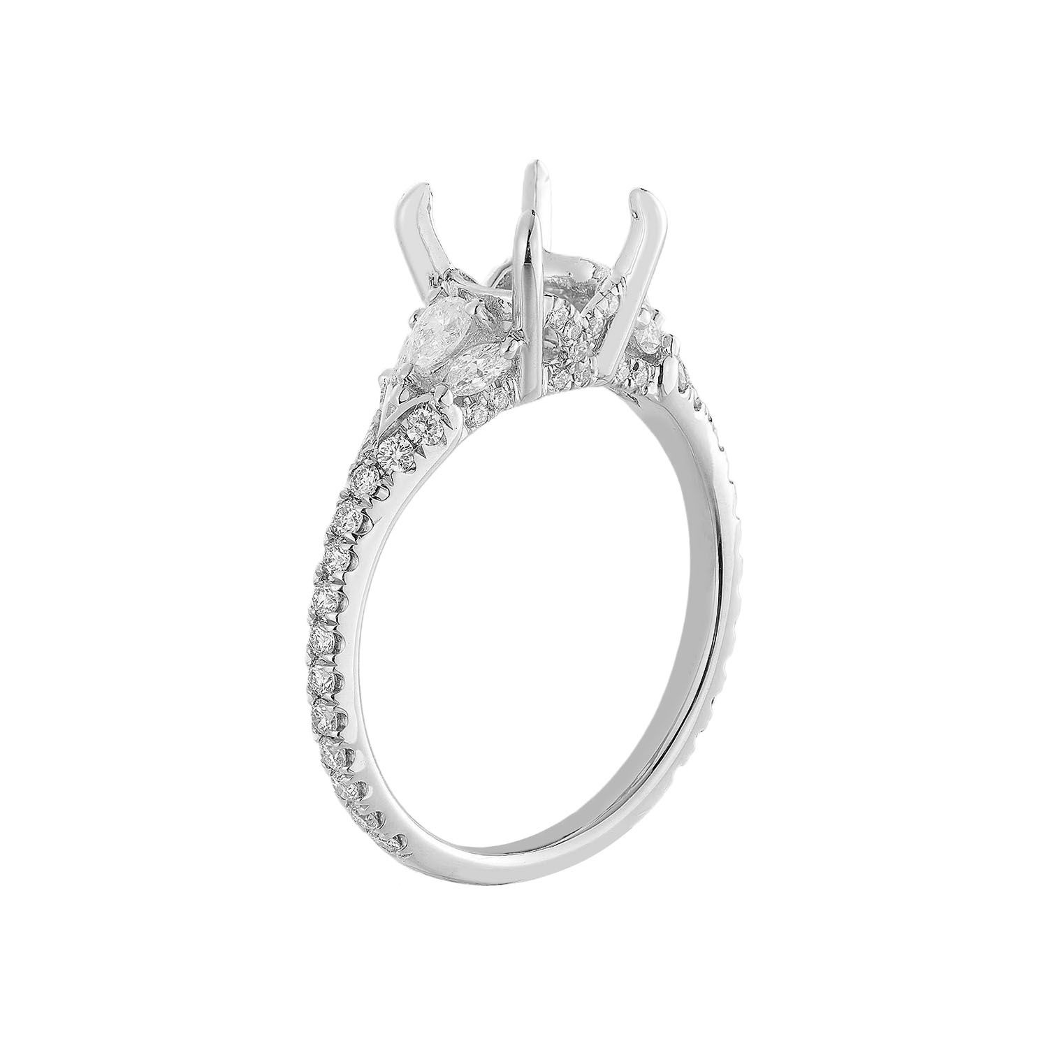 14K White Gold Natural Diamond  Engagement Ring MZ5548 Natural Diamond, Colour: 14KWhite-2.55g-0.559ct-ND