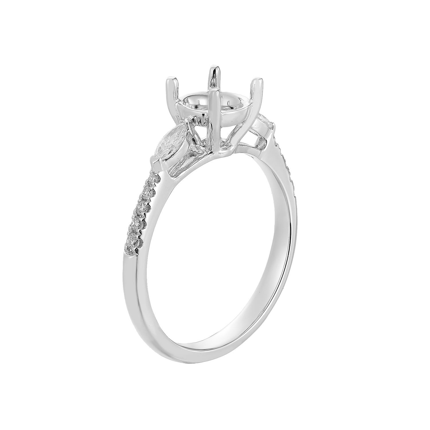 14K Yellow Gold Natural Diamond Three Stone Engagement Ring IH-132-1