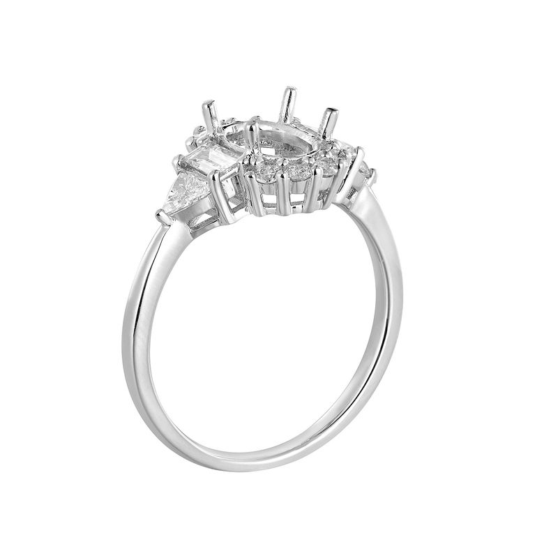 14K White/Yellow Gold Three Stone Engagement Ring MZ11143 Natural Diamond