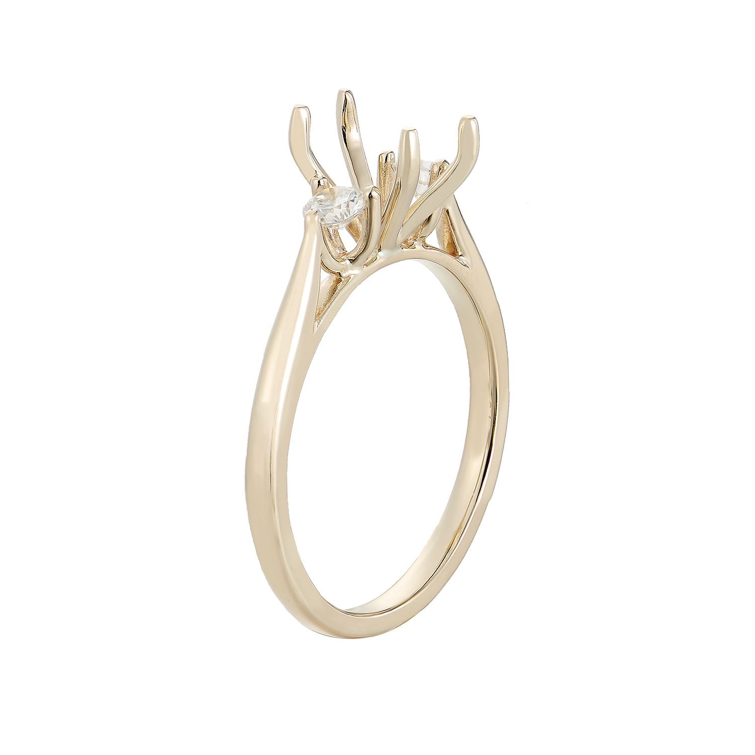14K Yellow Gold Three Stone Engagement Ring IH-132-3 Natural Diamond