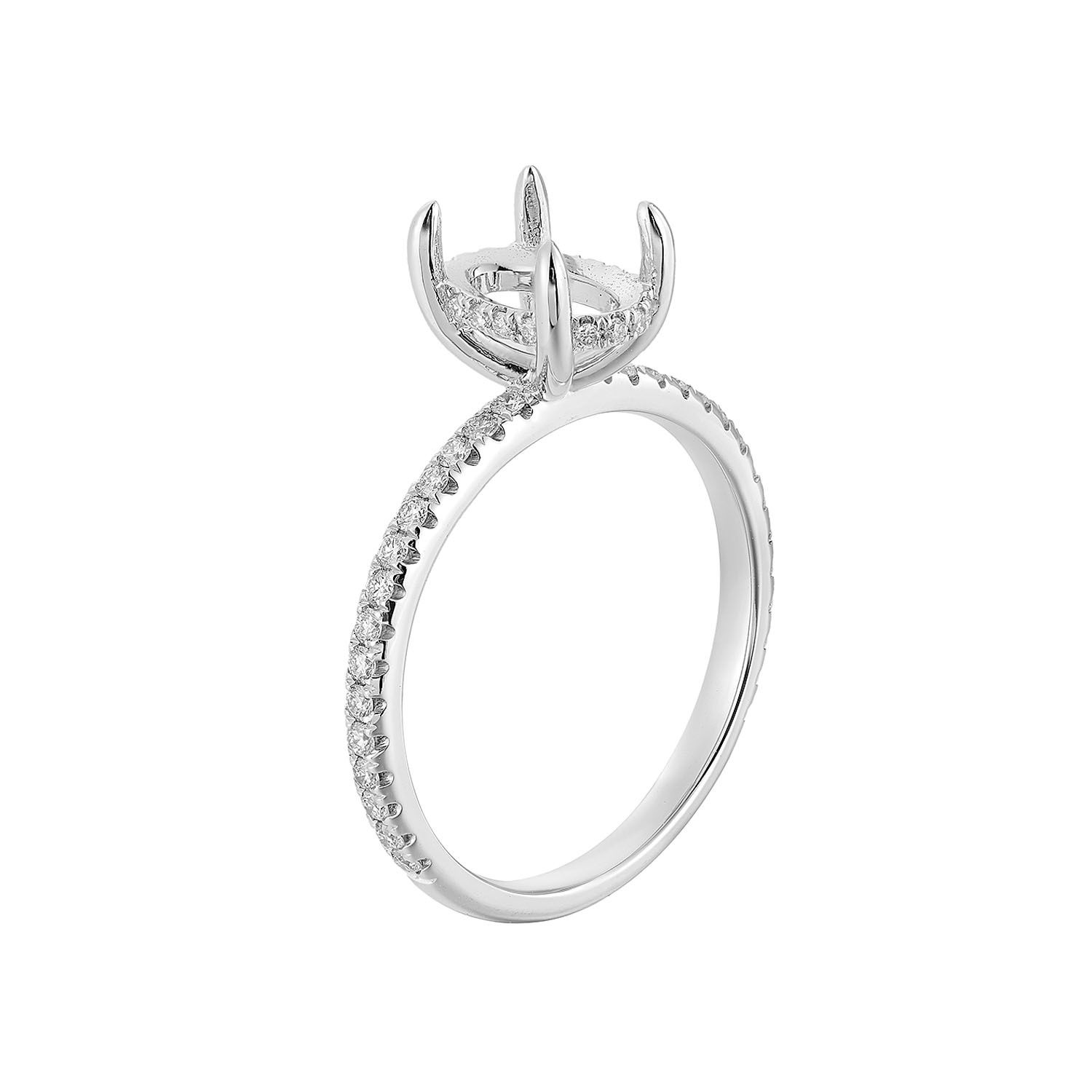 14K Yellow Gold Oval Centre Natural Diamond  Engagement Ring IH-033-6-9*6mm, Colour: 14K White