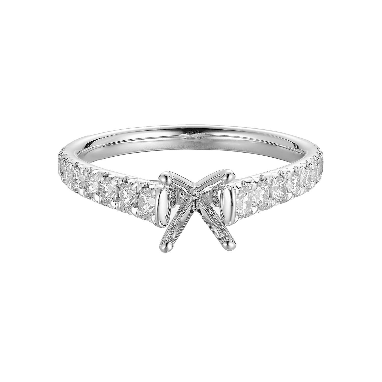 14k White/Yellow Gold Straight Shank Natural Diamond  Engagement Ring  GP199, Colour: 14K White
