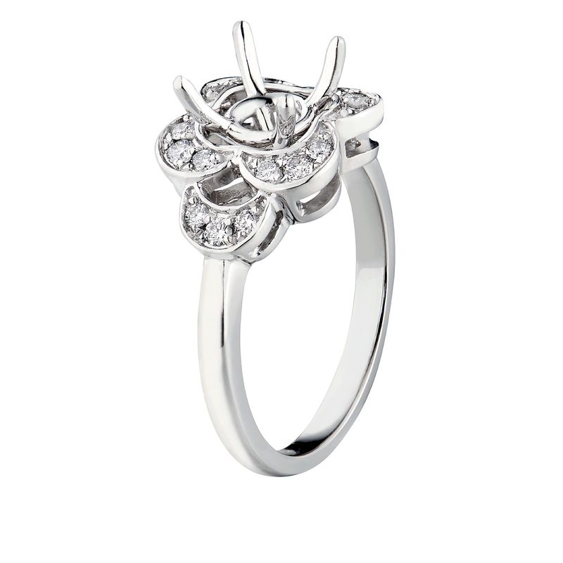 14K White Gold Curved Natural Diamond Ring Set  MZ1845