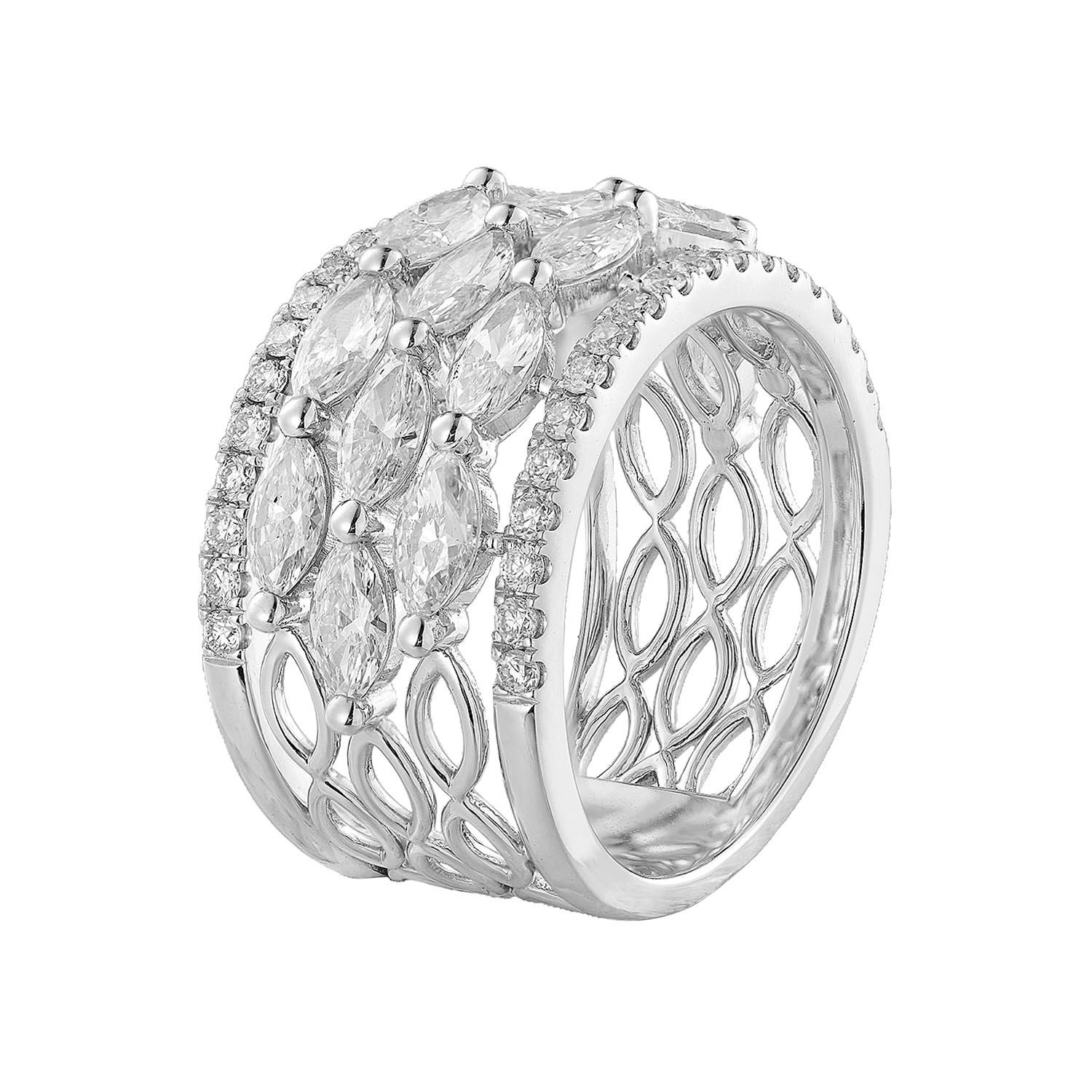 14K White/Yellow Gold Marquise Lab Grown Diamond Wide Band, KW: 14KWhite