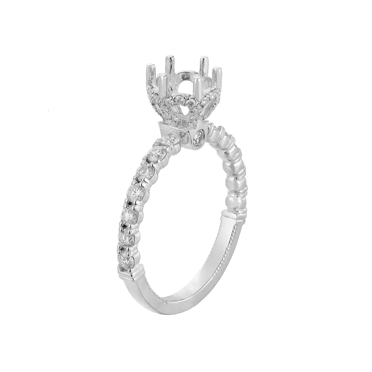 14K White/Yellow Gold Natural Diamond Engagement Ring MZ1141(SJ0044), Colour: 14K -2.94g-0.646ct-ND
