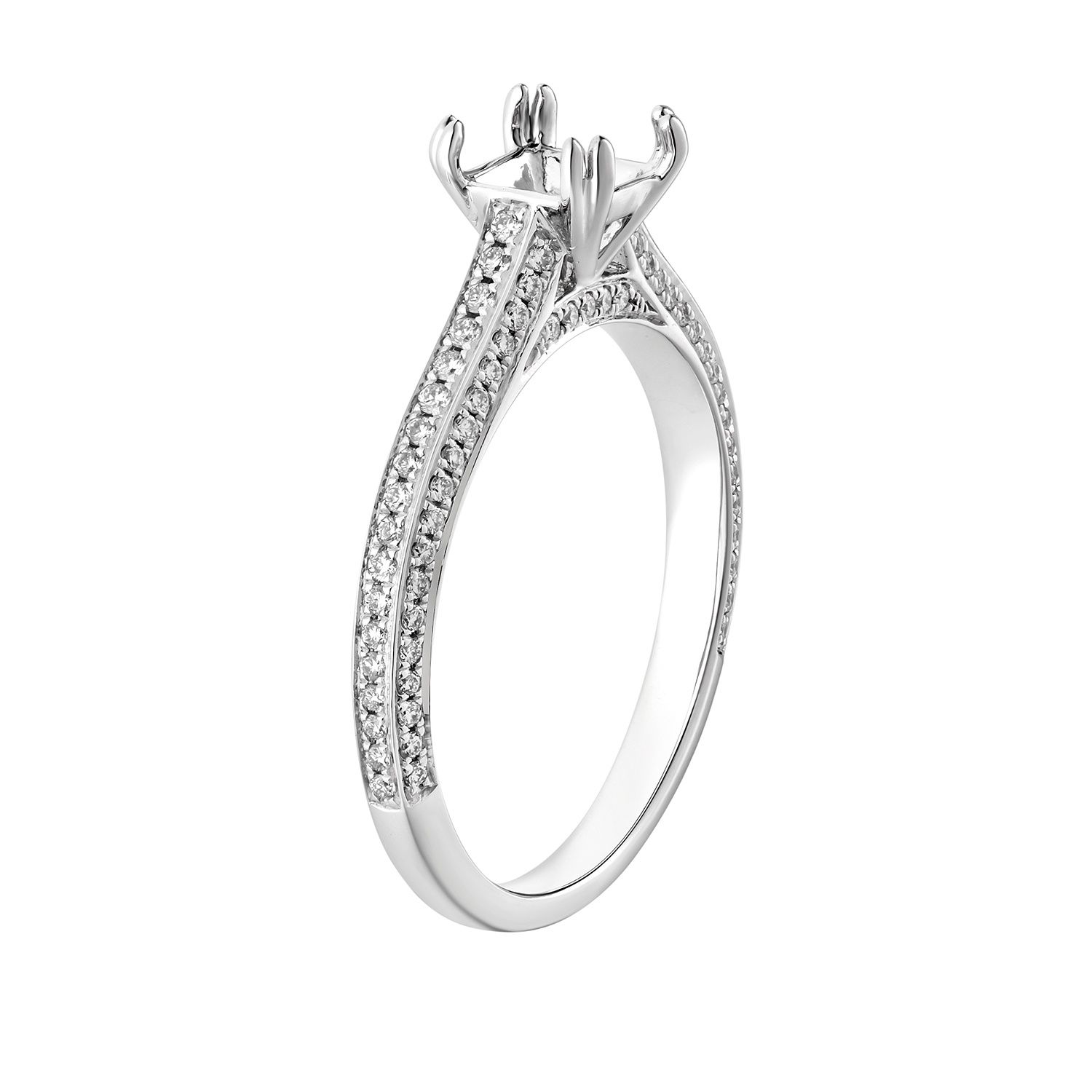 14K White Gold Dazzling Engagement Ring Natural Diamond MZ7417