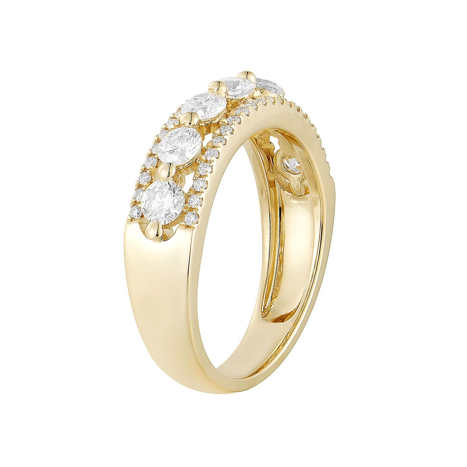 14K White/Yellow Gold Round Lab Grown Diamond Wedding Band Wedding  MG-26, Colour: 14KYellow-3.83g-0.962ct-LG