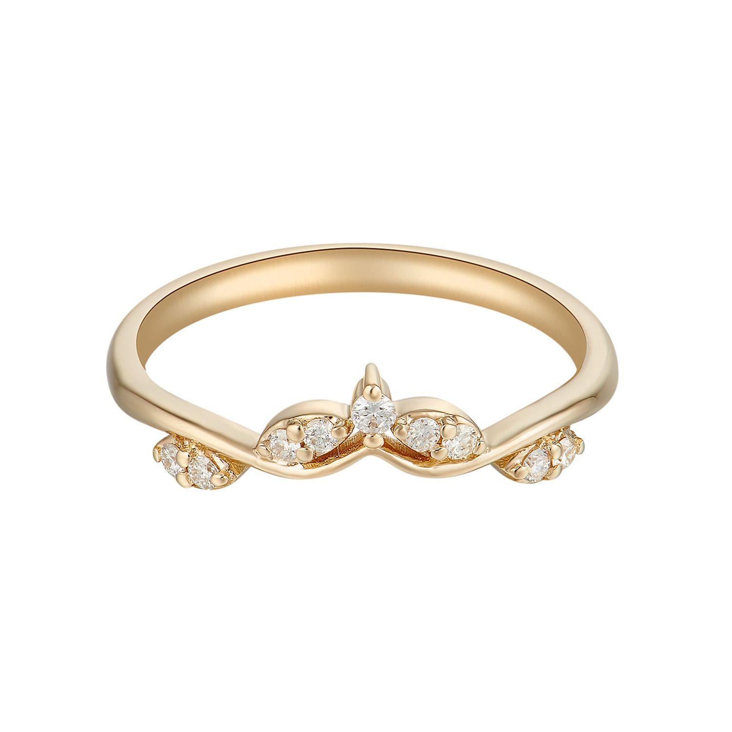14K Yellow Gold Lab Grown Diamond Curved Wedding Band MZ6113