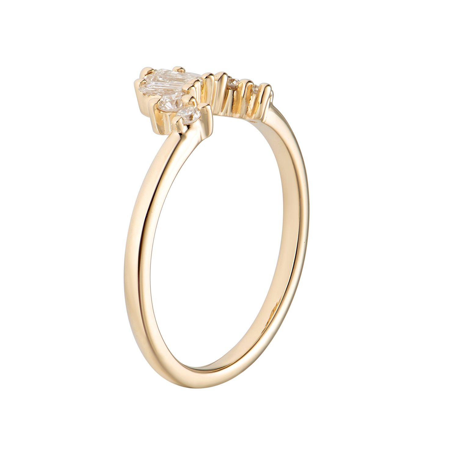 14K Yellow Gold Lab Grown Diamond Curved Wedding Band MZ7880
