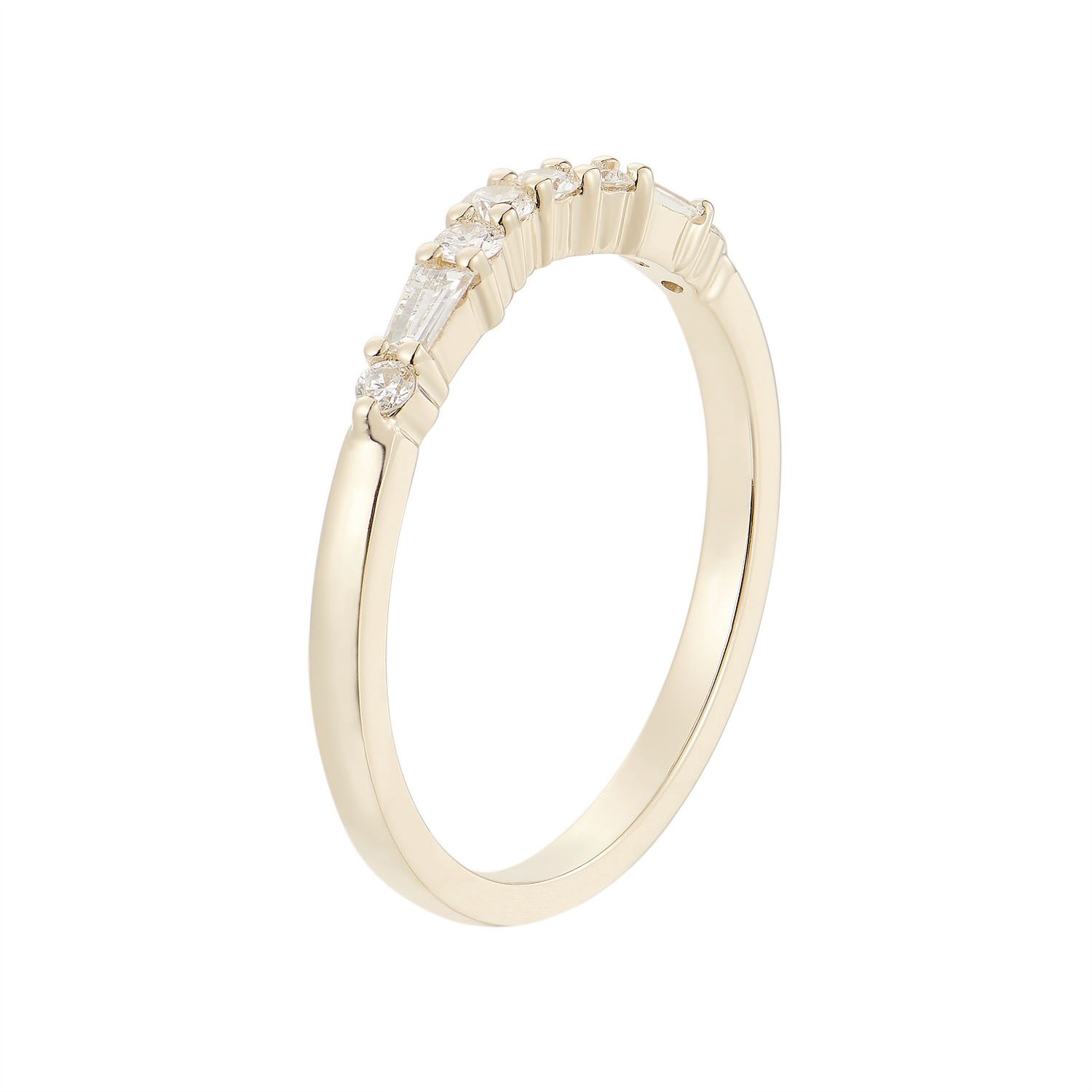 14K White/Yellow Gold Anniversary Natural Diamond Curved Band MZ6260, Colour: 14KY1.84g-0.222ct-ND