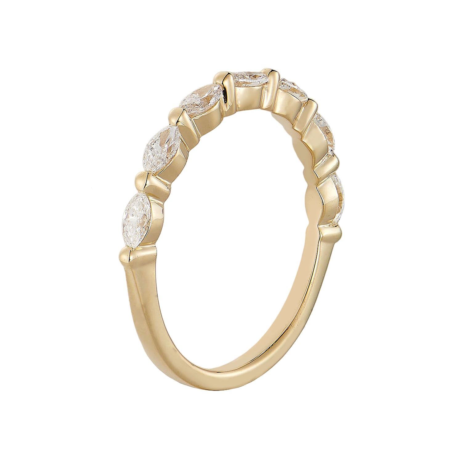 14K White/Yellow Gold Marquise Natural Diamond Wedding Band MZ72548, Colour: 14KY-1.87g-0.384ct-ND