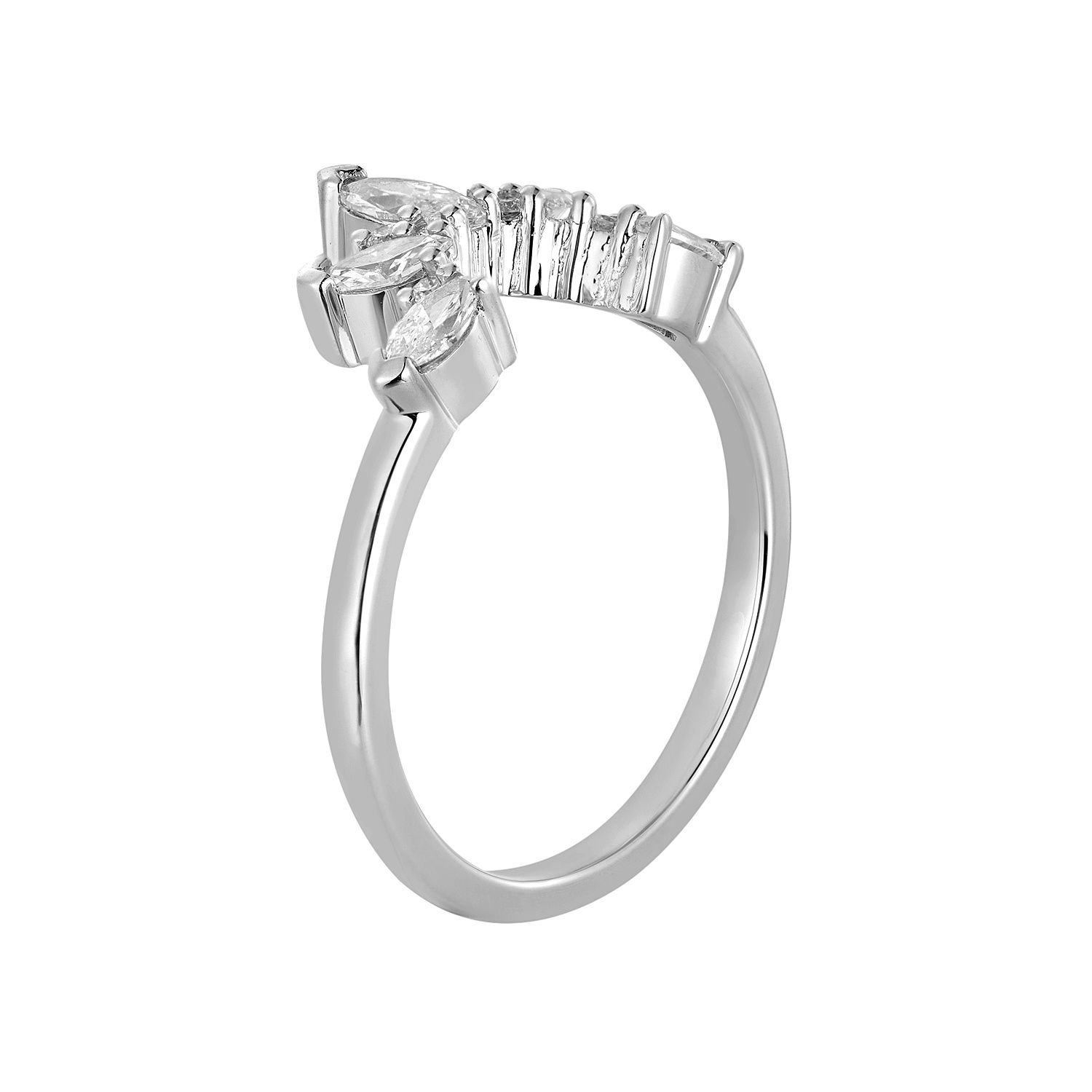 14K White Gold Lab Grown Diamond Curved Wedding Band MZ11664-1, Colour: 14KW-2.98g-0.612ct-LG