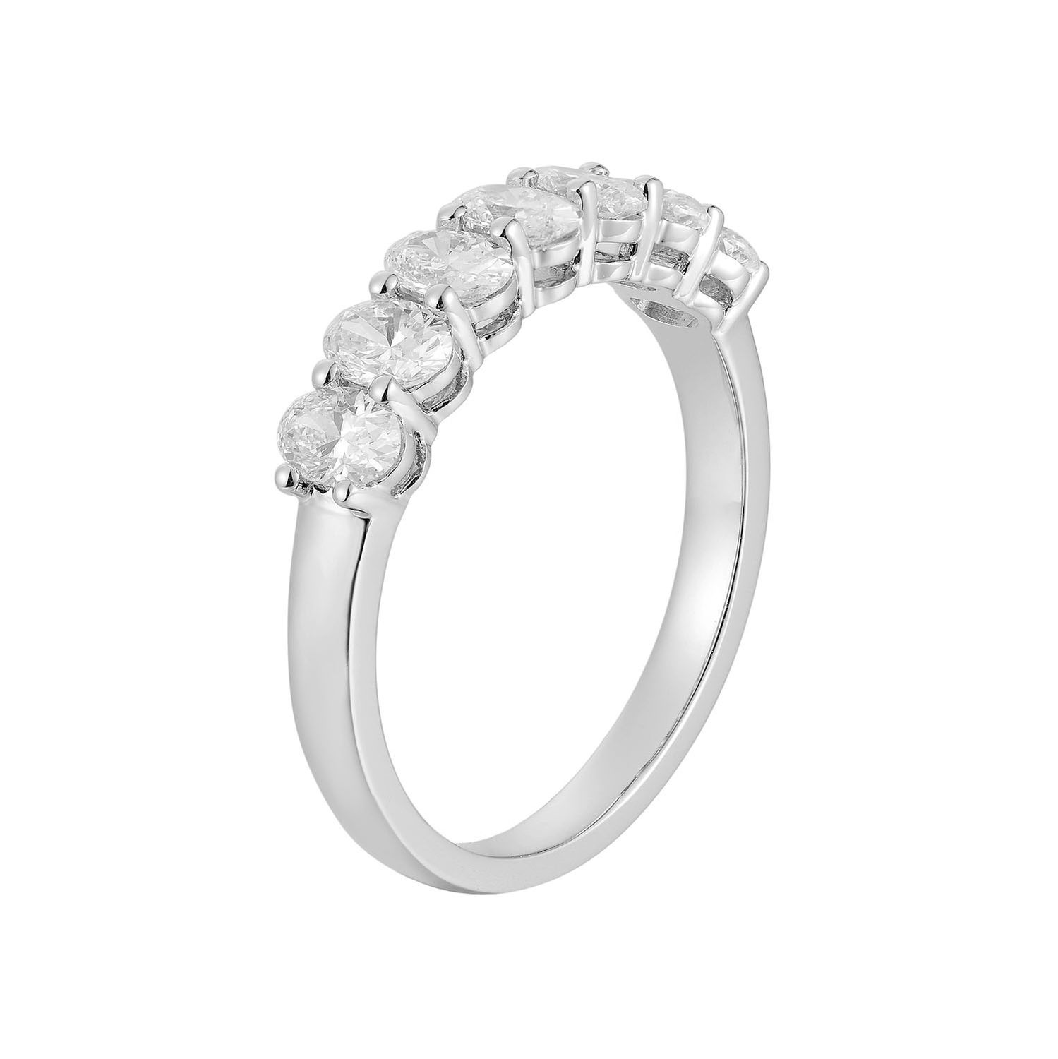 14K White Gold Oval Lab Grown Diamond Wedding Band MZ6683, Colour: 14KW-2.6g-1.034ct-LG