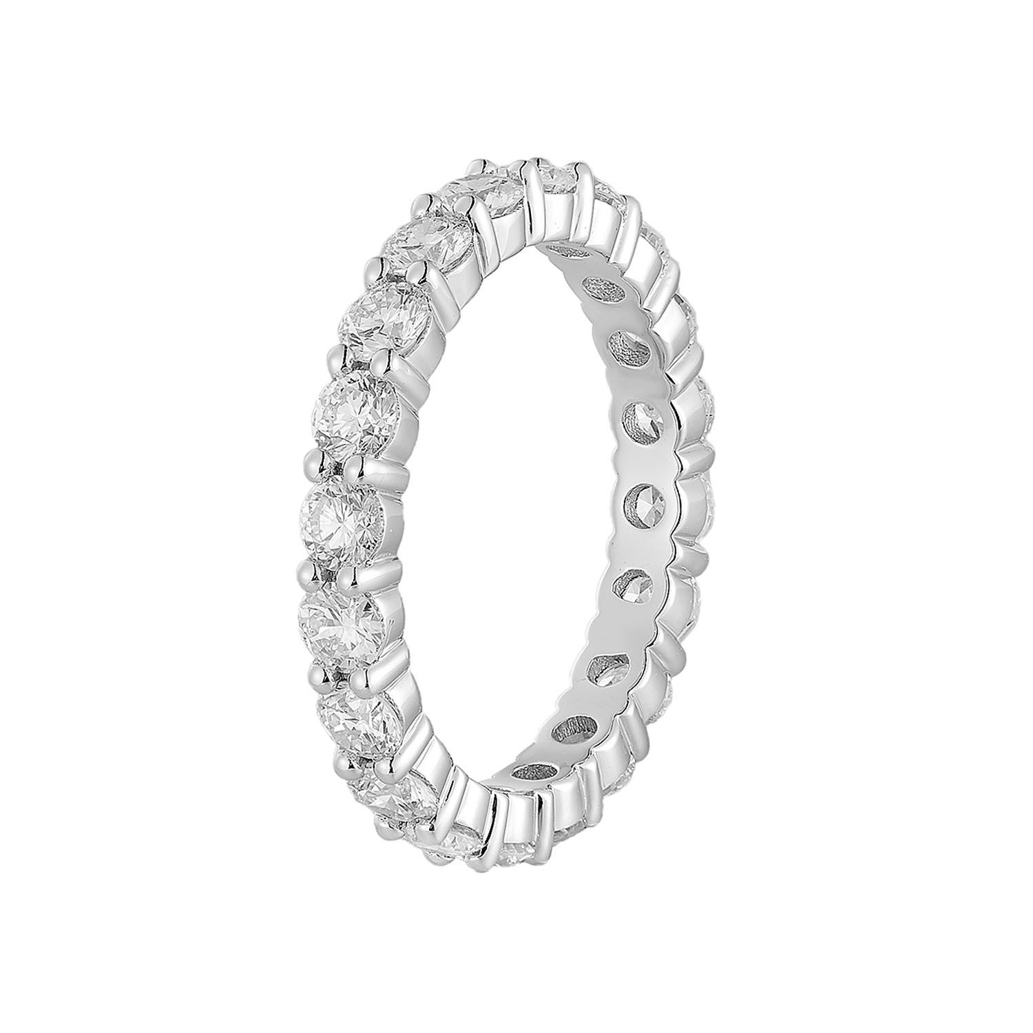 14K White Gold Round Lab Grown Diamond Eternity Band GW017, Colour: 14KW-2.86g-2.188ct-LG