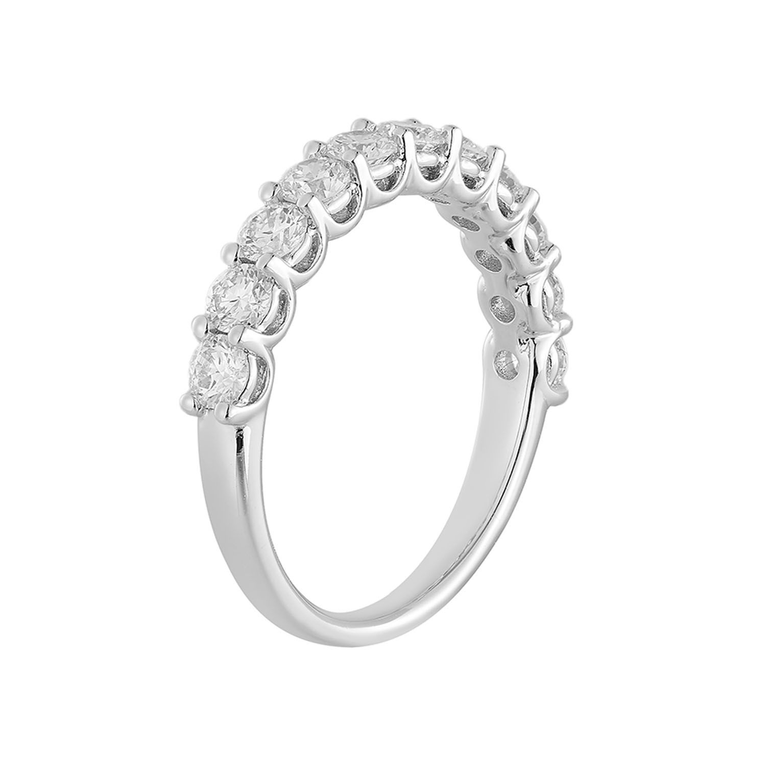 14K White Gold Round Lab Grown Diamond Band MZ11906, Colour: 14KW-2.73g-1.037ct-LG