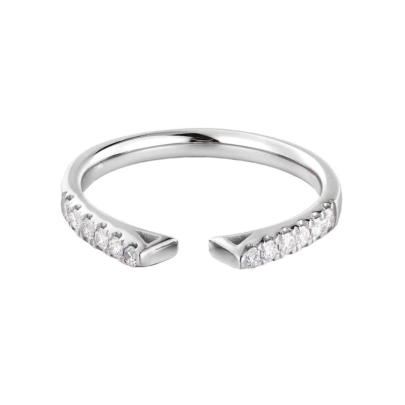 14K White/ Yellow Gold Natural Diamond  Open Wedding Band MZ2027-Match