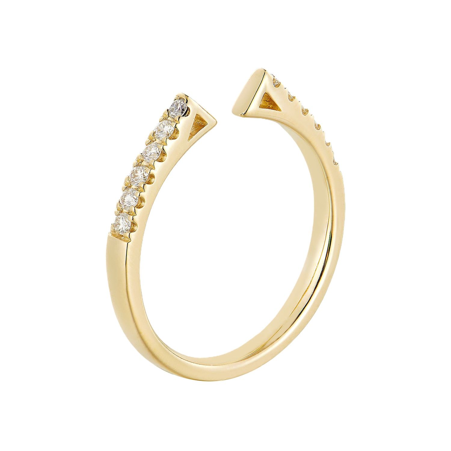 14K White/ Yellow Gold Natural Diamond  Open Wedding Band MZ2027-Match, Colour: 14K Yellow-1.88g-0.123ct-ND