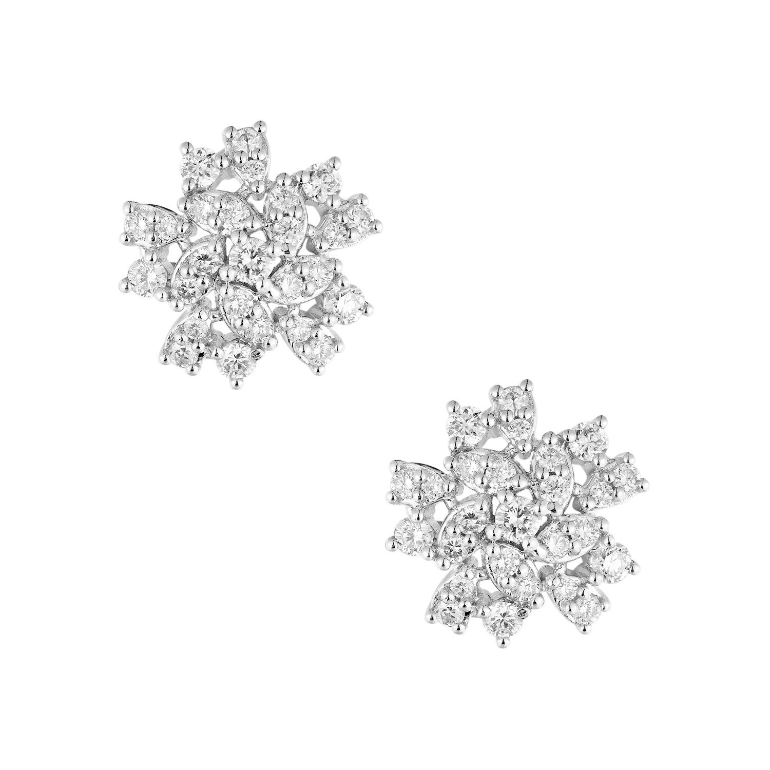 14K White Gold Lab Grown Diamond Stud Earrings MZ10371, Colour: 14KW-3.73g-1.024ct-LG