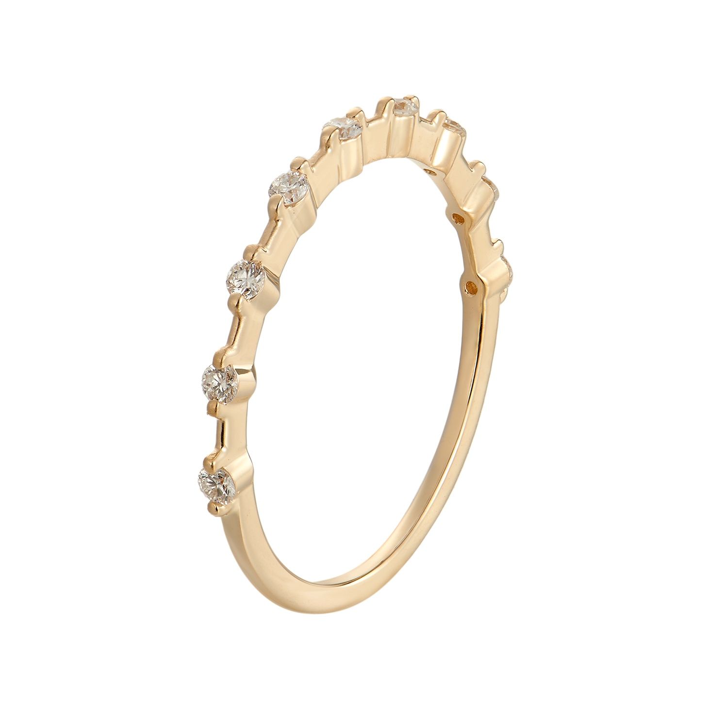 14K White/Yellow Gold Round Natural Diamond  Band MZ1562, Colour: 14KYellow-1.26g-0.177ct-ND