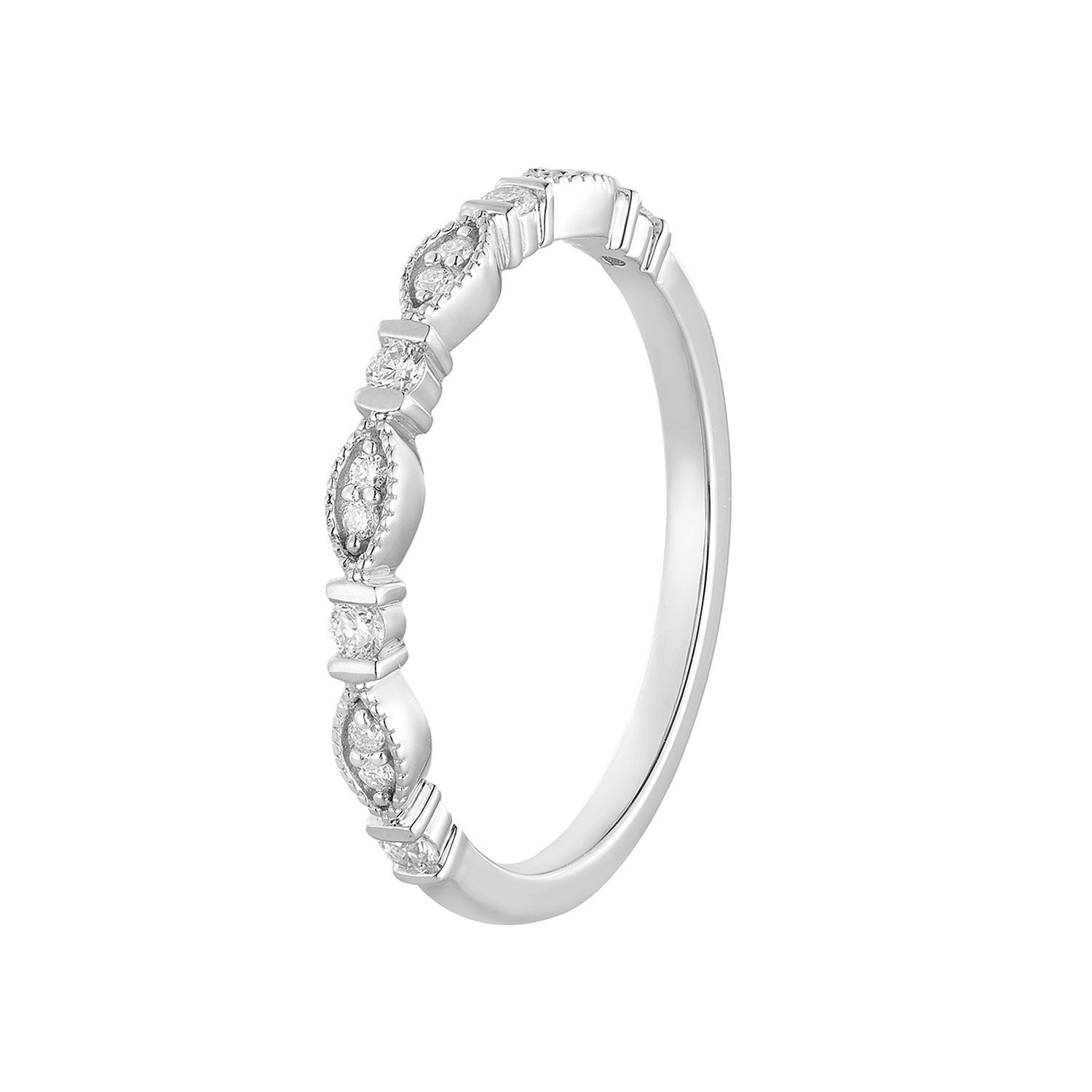 14K White/Yellow Gold Natural Diamond Wedding Band MZ5100, Colour: 14KW-1.65g-0.141ct-ND